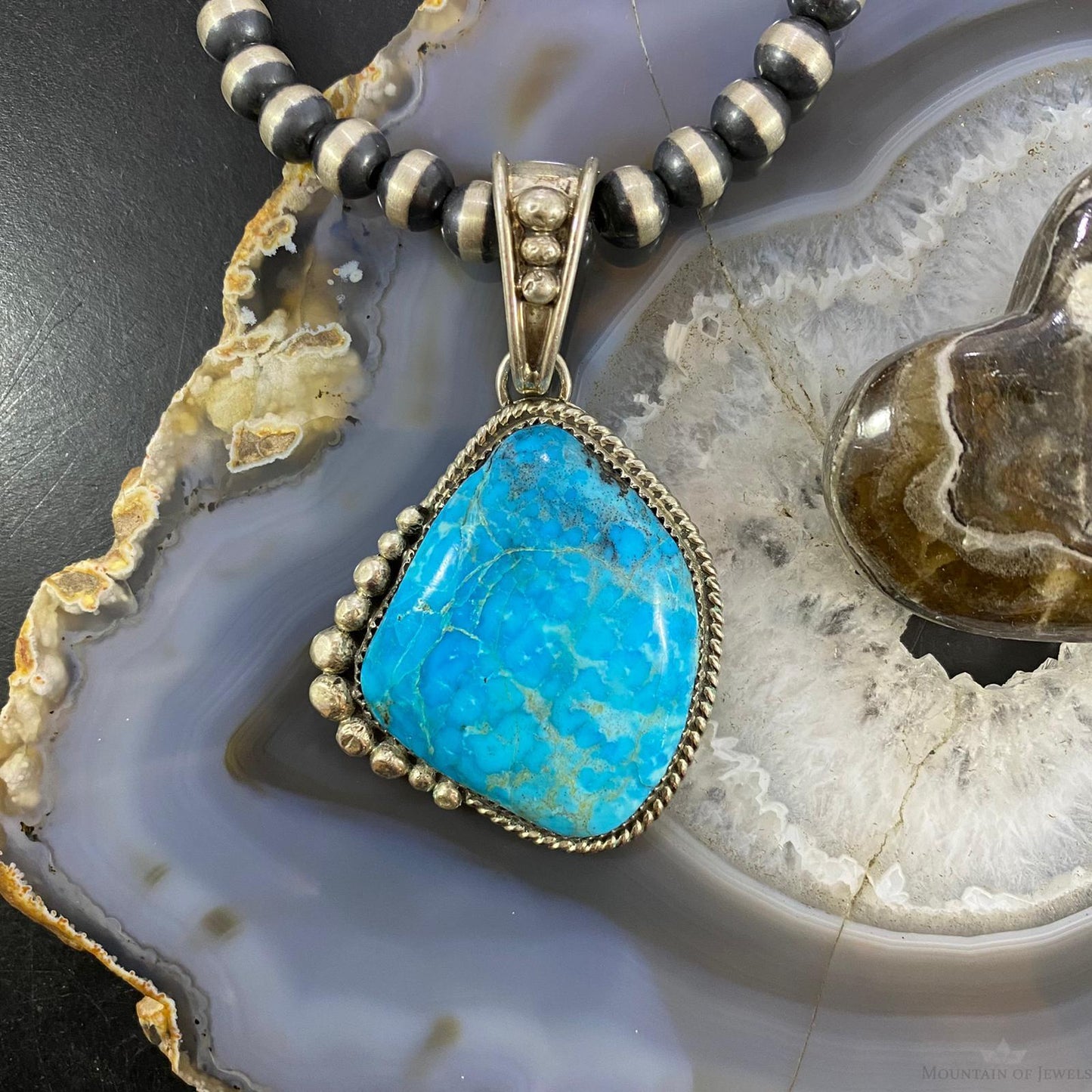Daniel Etsitty Vintage Sterling Silver High Grade Turquoise Unisex Pendant