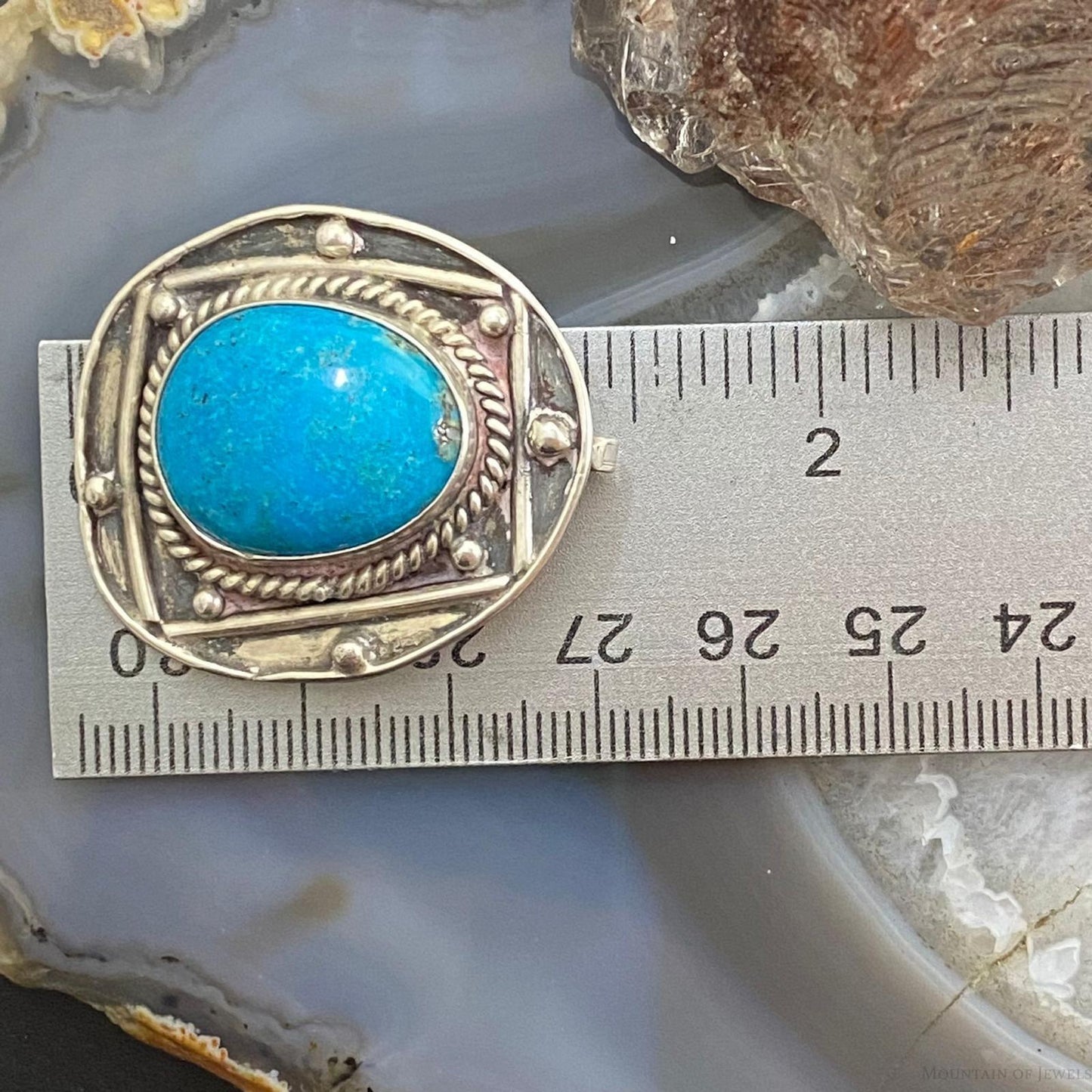 Vintage Native American Silver Oval Turquoise Unisex Pendant
