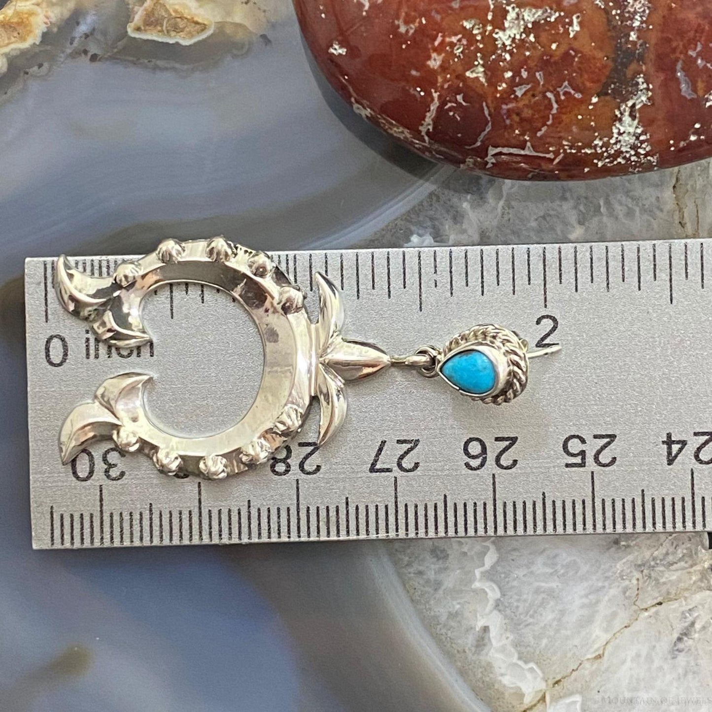Native American Sterling Silver Turquoise Naja Drop Earrings For Women