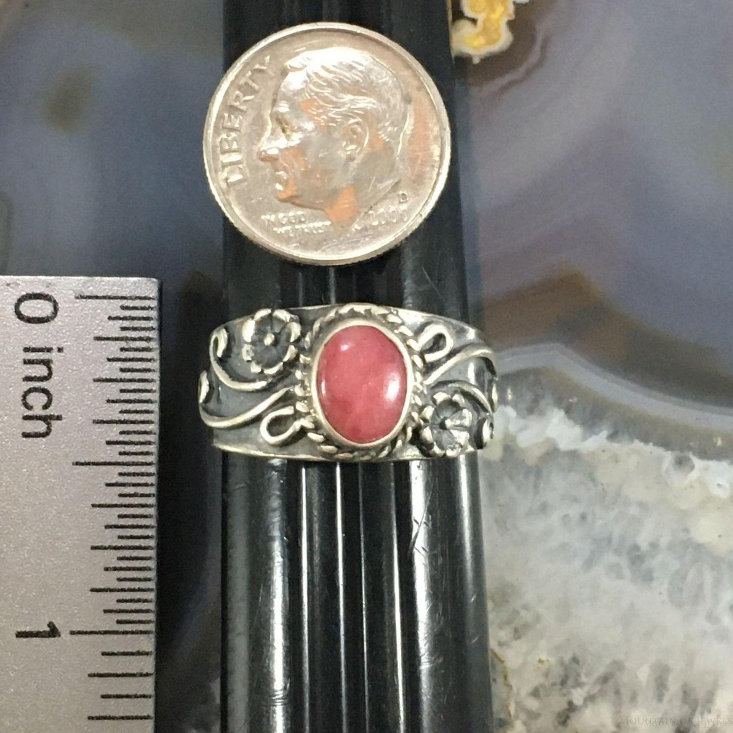 Carolyn Pollack Sterling Silver Oval Rhodonite Ring w/Size Variety For Women