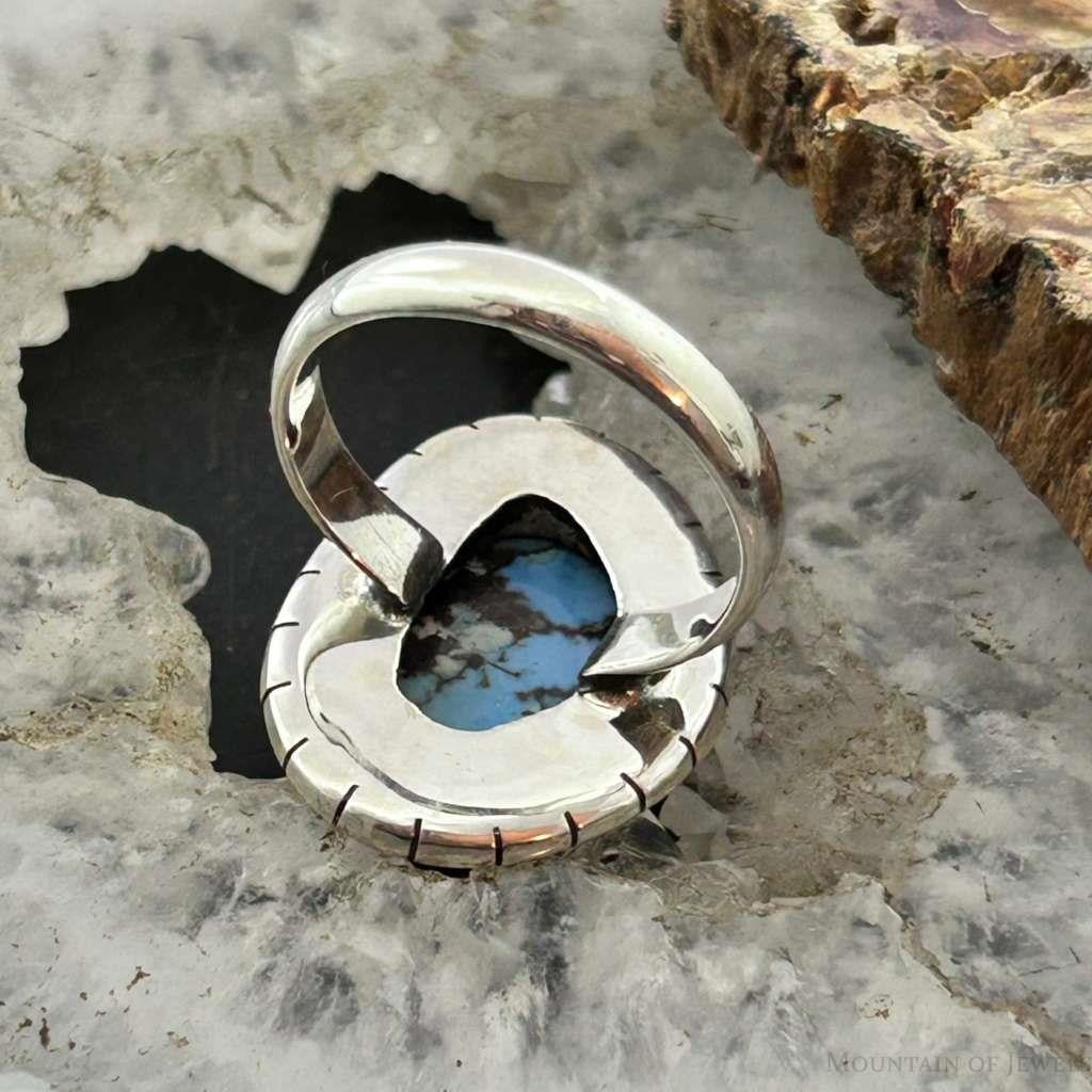 Sterling Silver Southwestern Style Golden Hill Turquoise Ring Size 8 For Women
