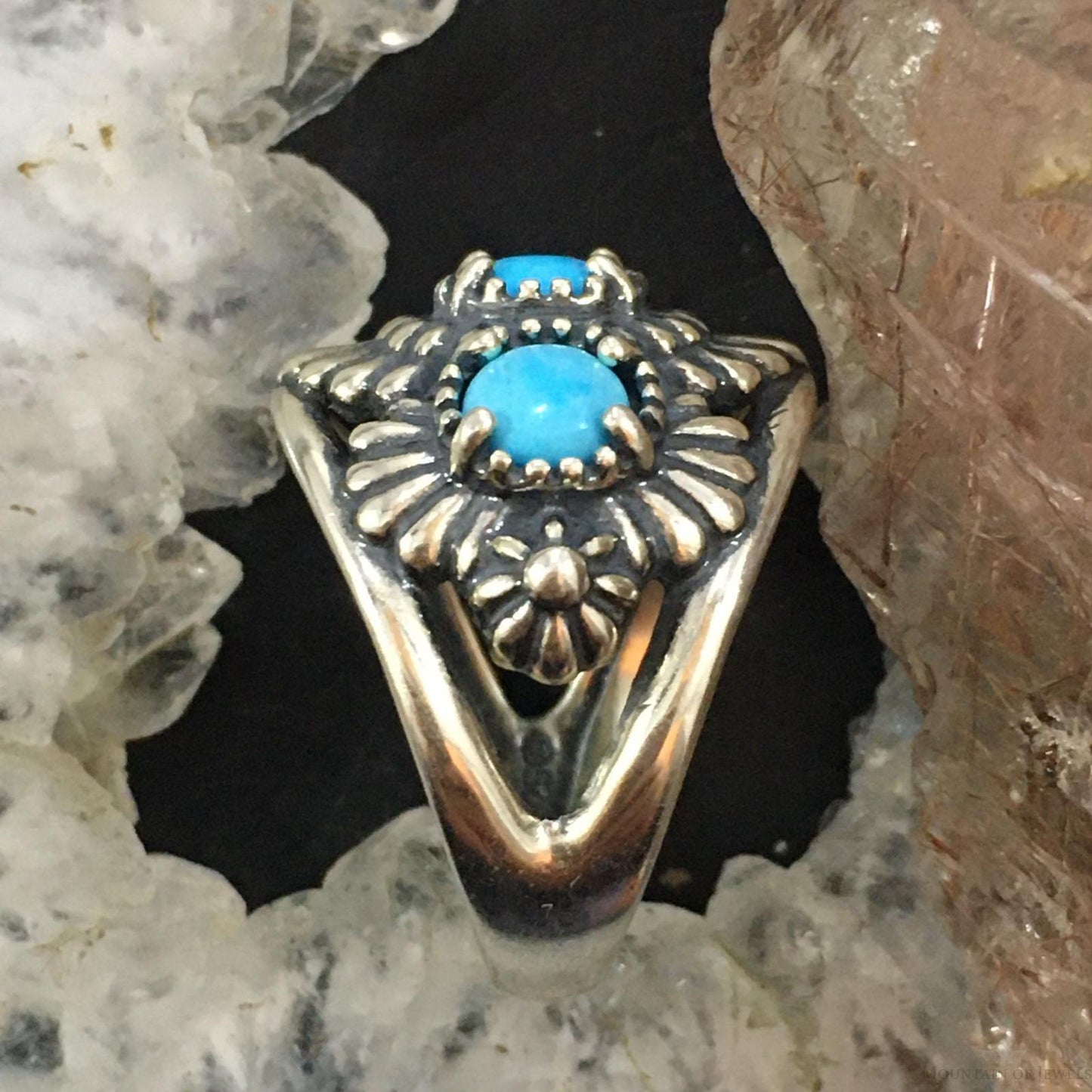 Carolyn Pollack Vintage Southwestern Style Sterling Silver Sleeping Beauty Turquoise Ring For Women