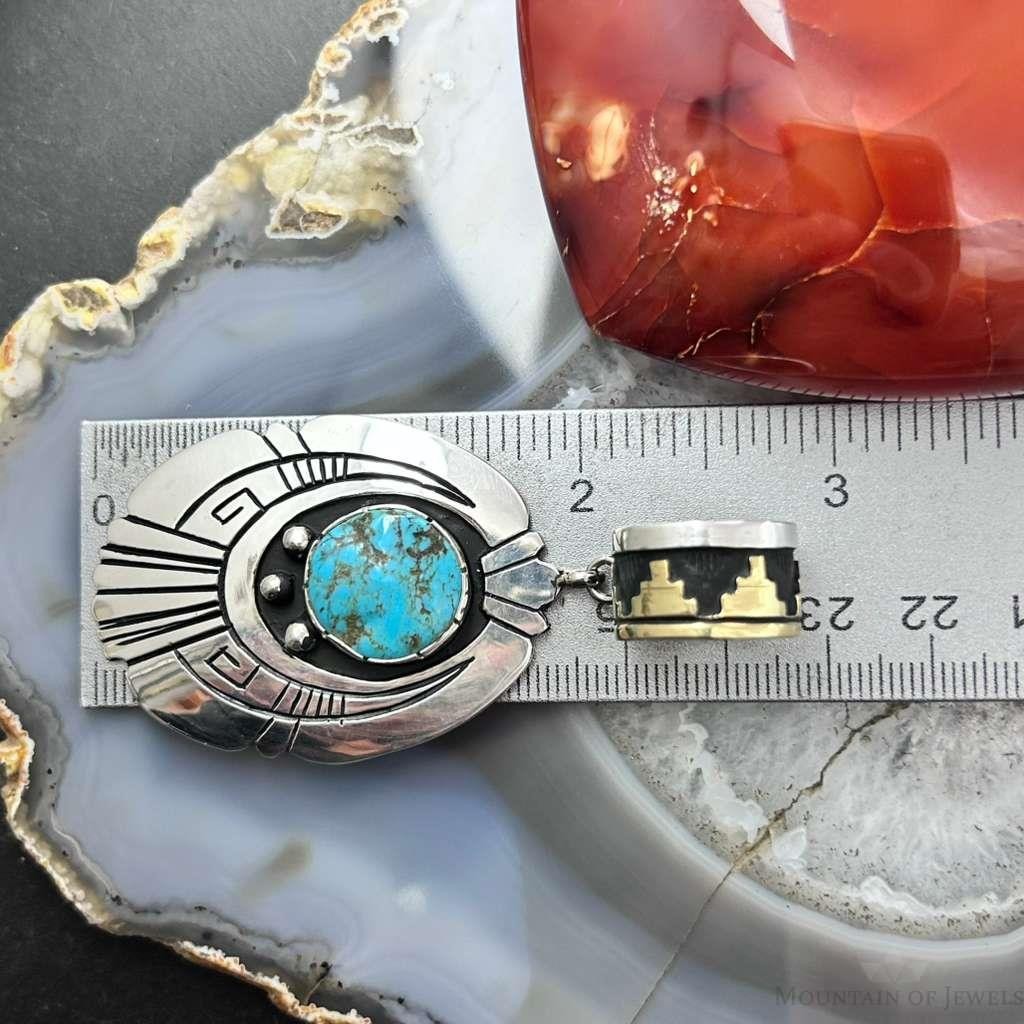 Tommy & Rosita Singer Sterling Silver Overlay w/Turquoise Unisex Pendant