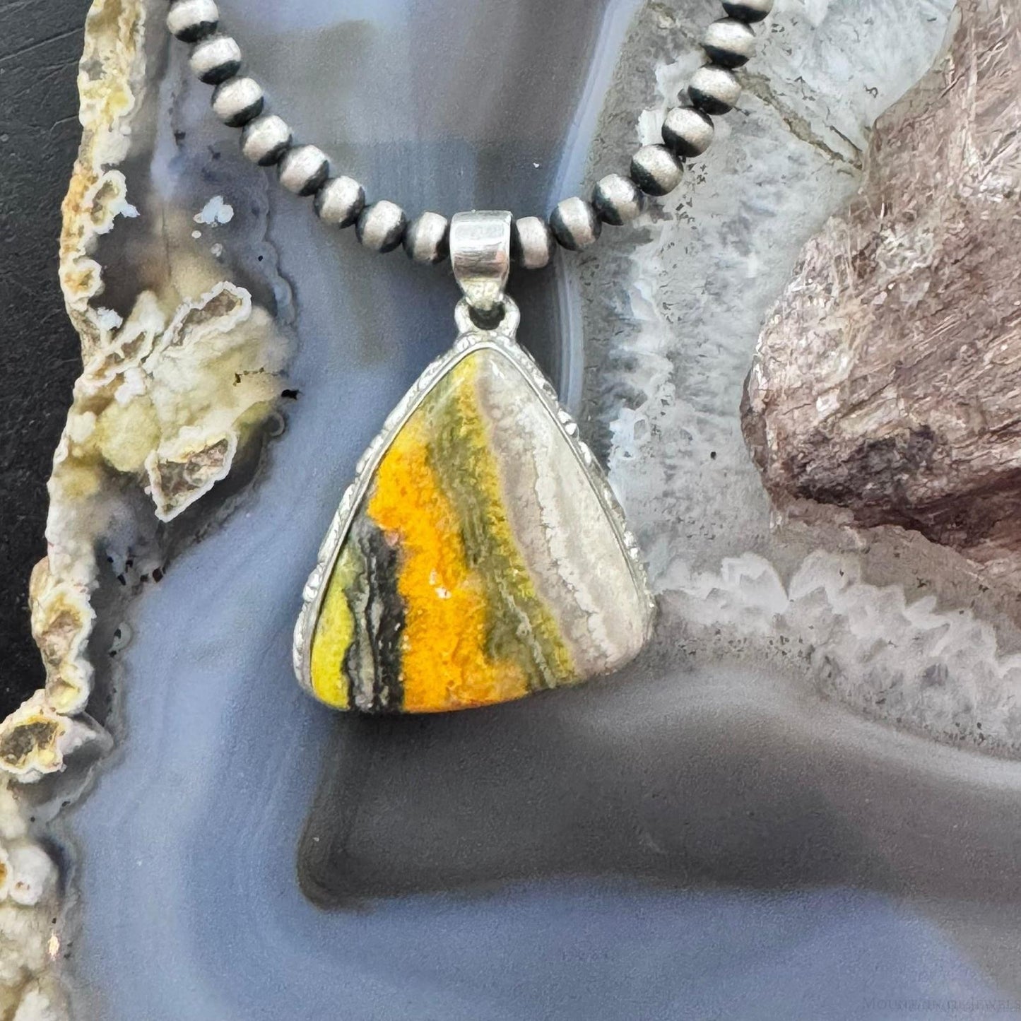 Sterling Silver Southwestern Style Triangle Eclipse Jasper Pendant For Women