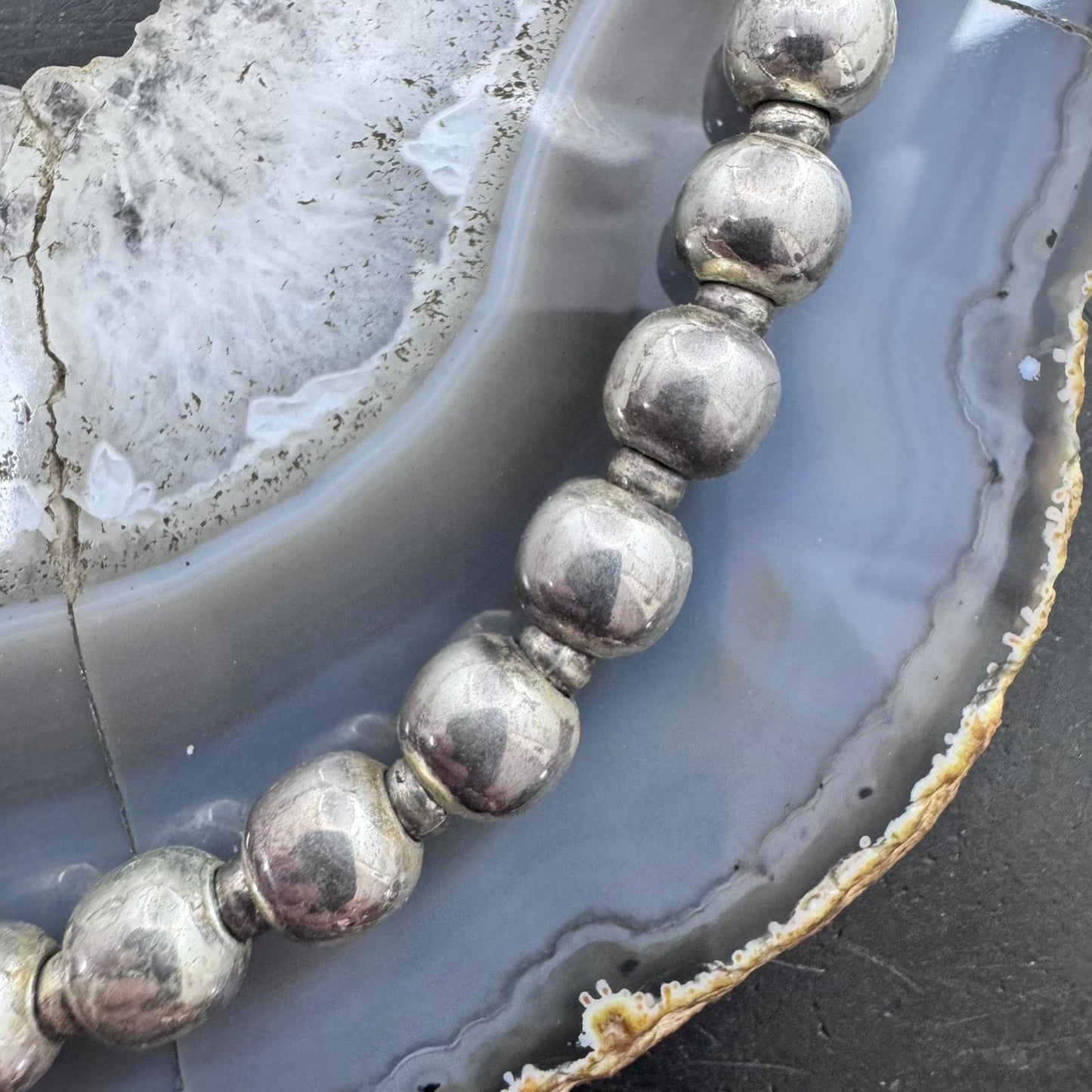 Silver Southwestern Style Rounded Beads 14" Necklace For Women