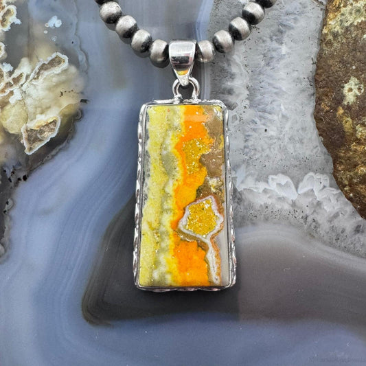 Sterling Silver Southwestern Style Trapezoid Eclipse Jasper Pendant For Women