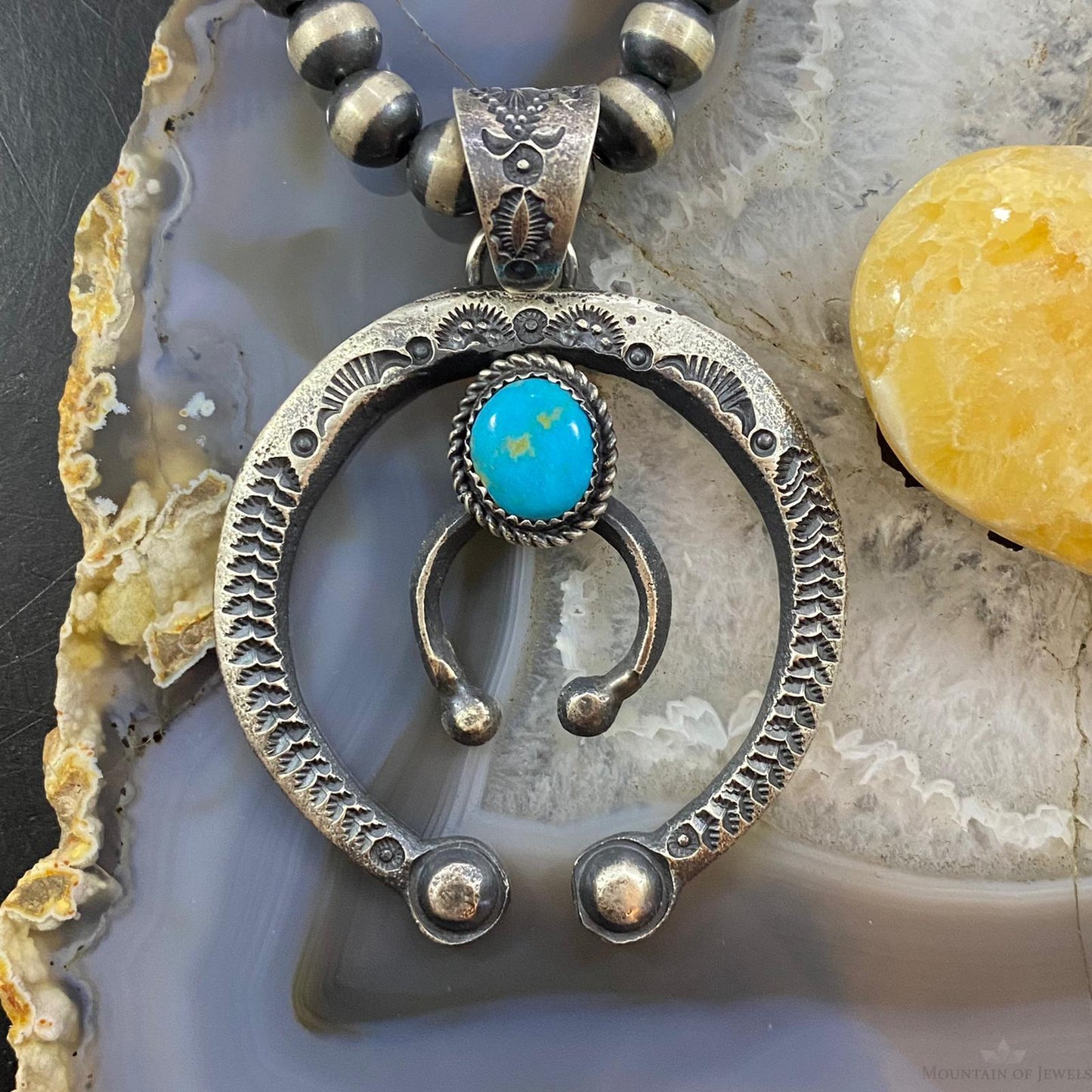 Eva & Linberg Billah Sterling Silver Turquoise Decorated Naja Unisex Pendant #21