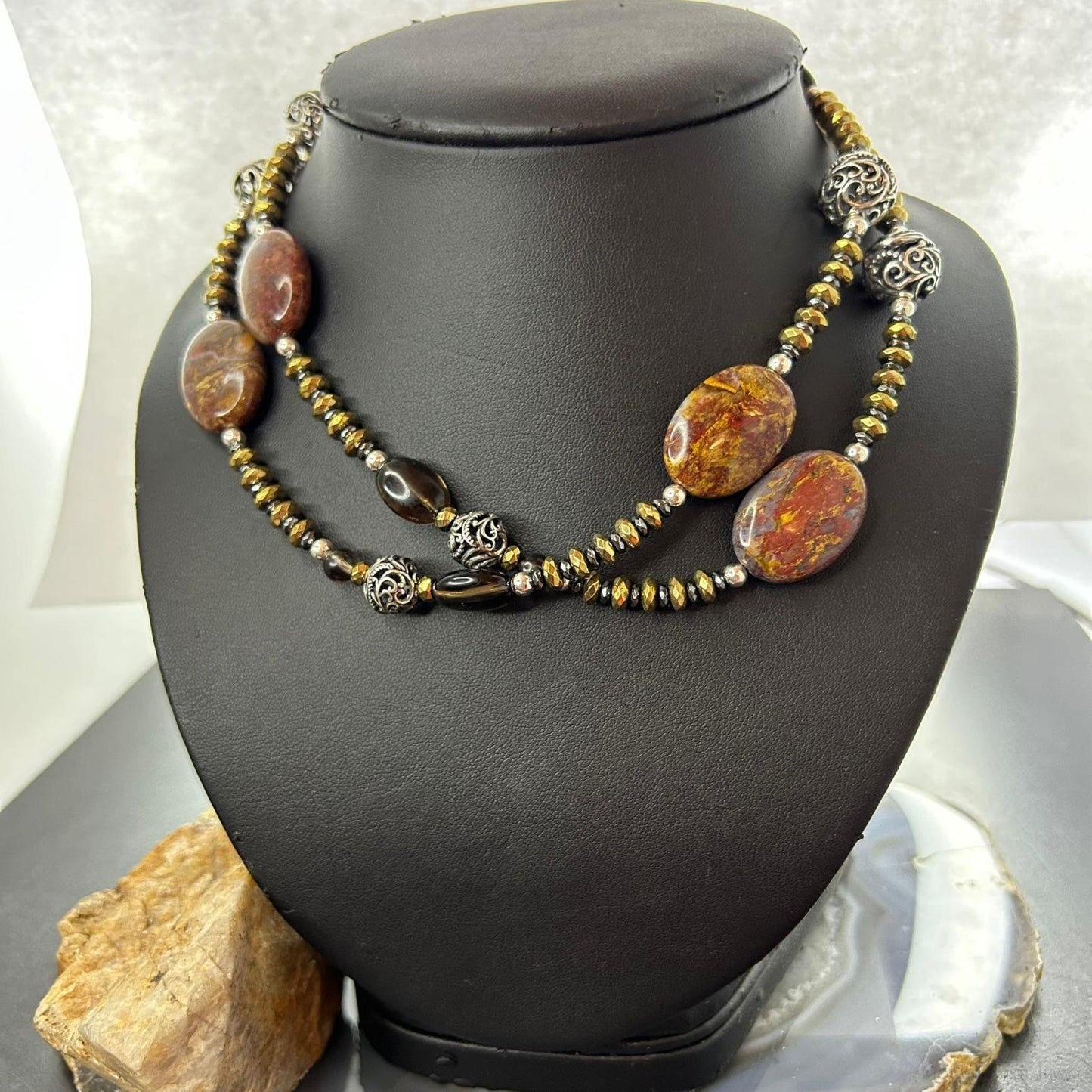 Carolyn Pollack Southwestern Style Sterling Silver Earth Tone Multi Gemstone Necklace For Women