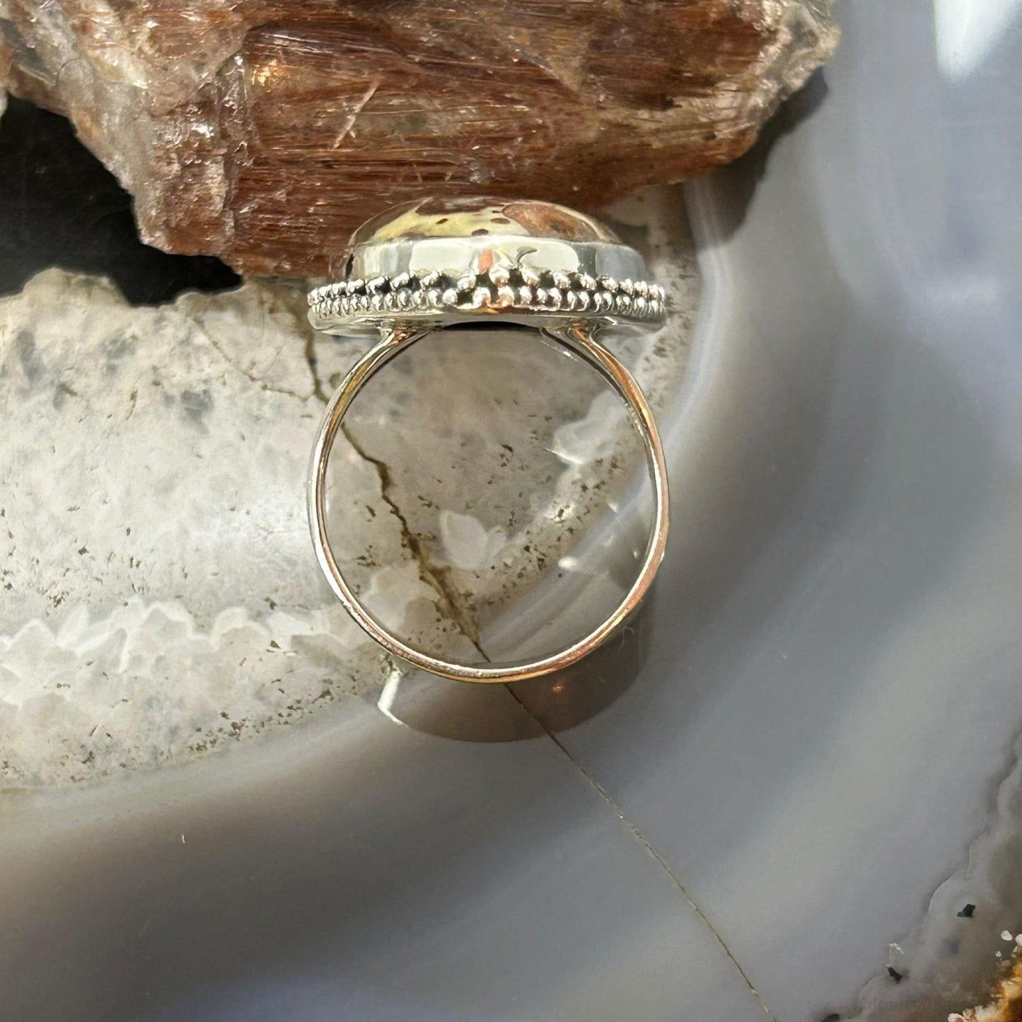 Sterling Silver Southwestern Style Teardrop Madagascan Asteroid Jasper Ring For Women