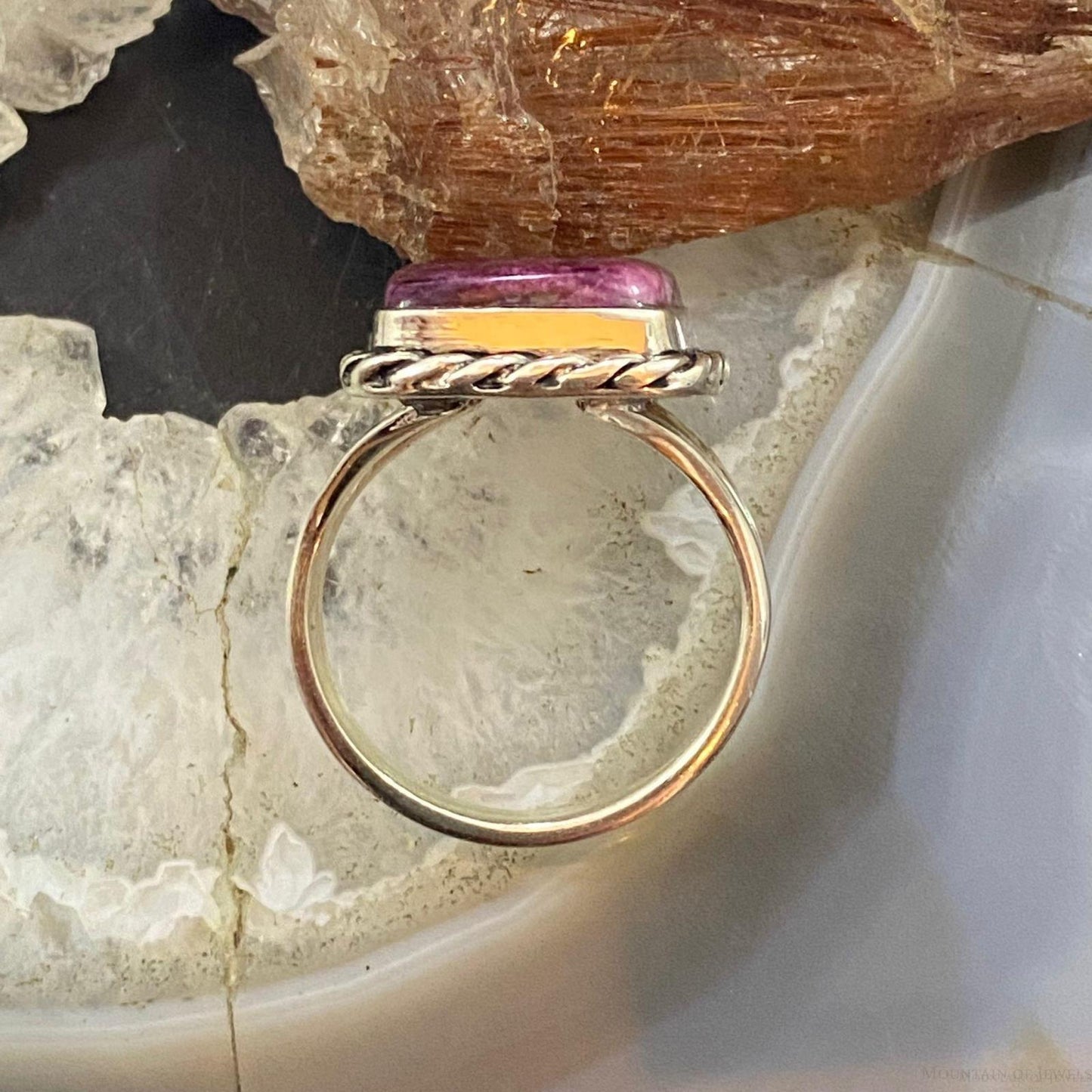 Native American Sterling Silver Purple Spiny Oyster Bar Ring Sz 9.25 For Women