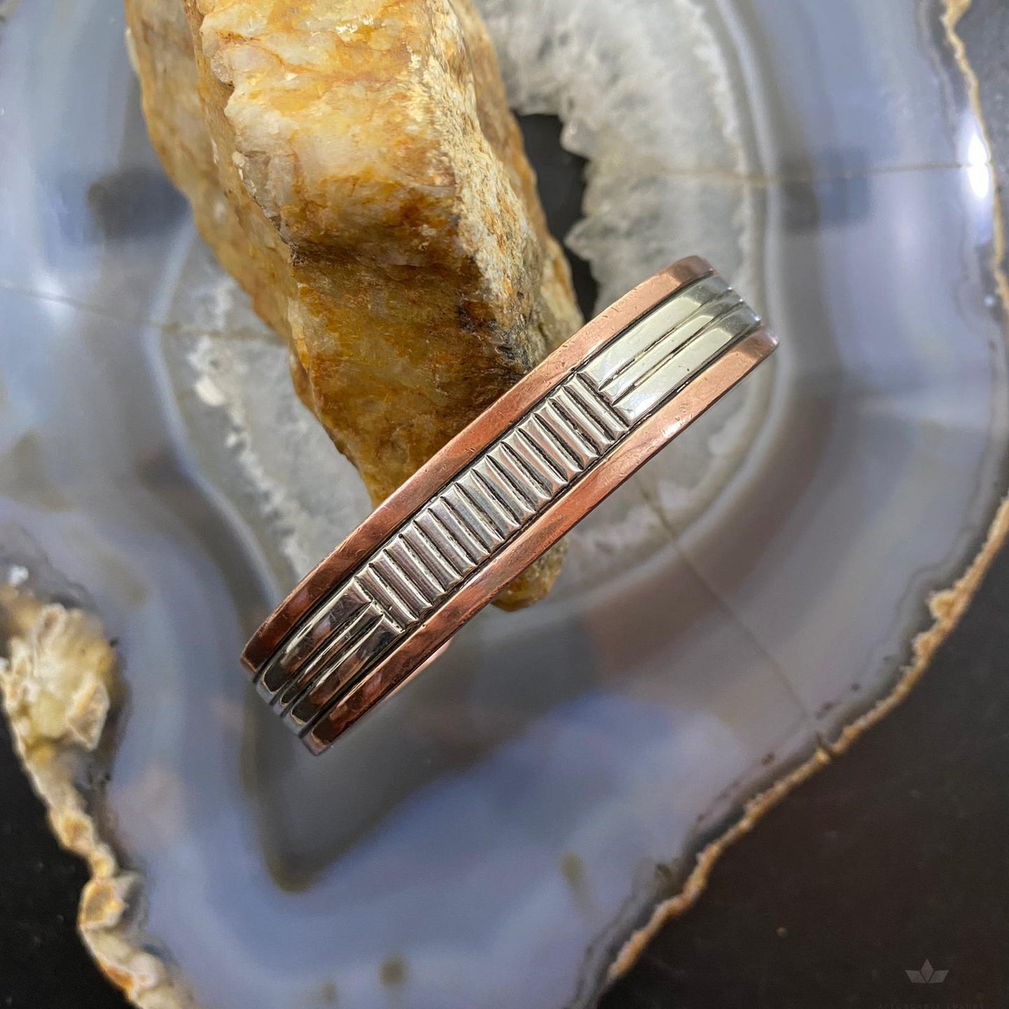 Jonathan Nez Navajo Sterling Silver and Copper Heavy Gauge Bracelet For Women