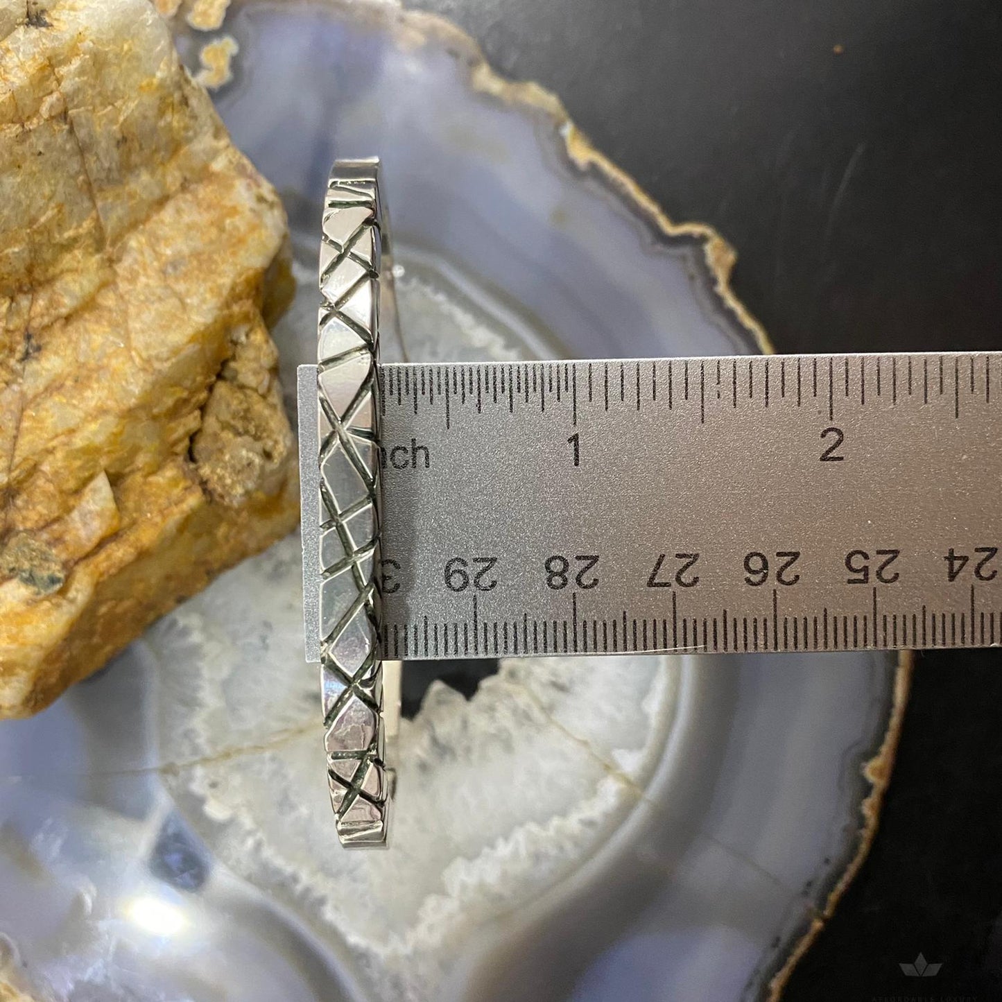 Native American Sterling Silver Engraved Heavy Gauge Solid Bracelet For Men