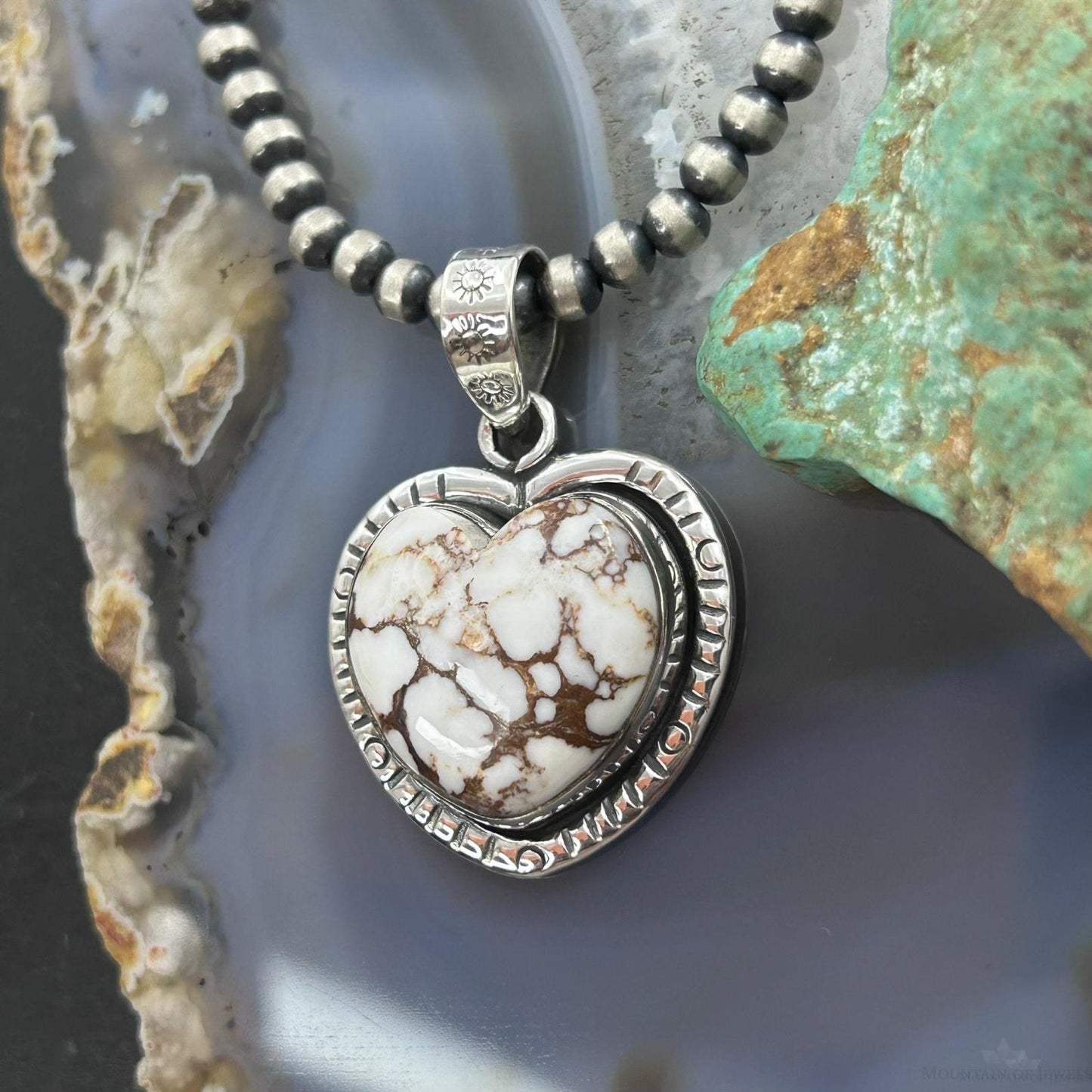 Sterling Silver Southwestern Style Wild Horse Decorated Heart Pendant For Women