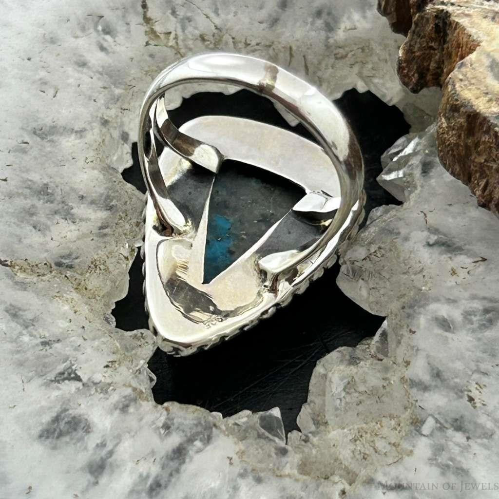 Sterling Silver Southwestern Style Teardrop Shattuckite Decorated Ring Size 6.5 For Women