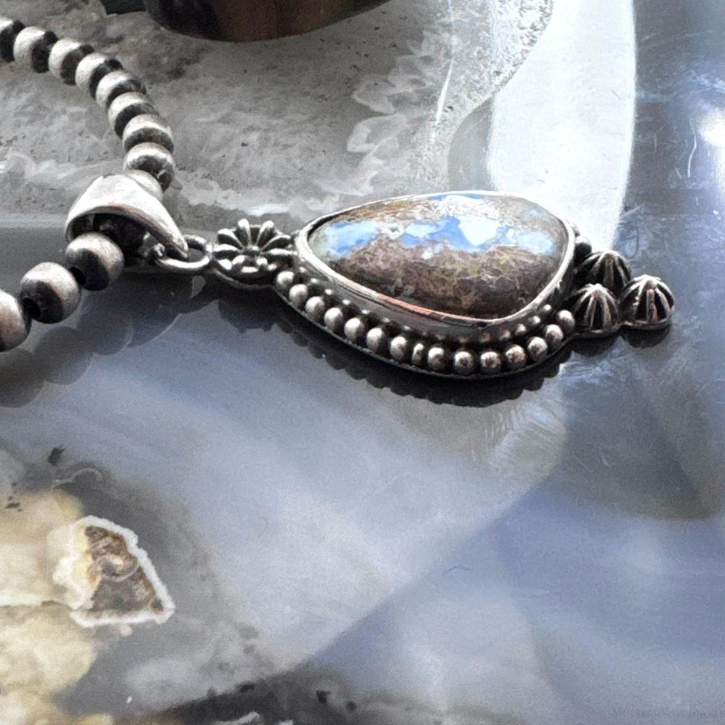 Sterling Silver Southwestern Style Golden Hill Turquoise Decorated Pendant For Women