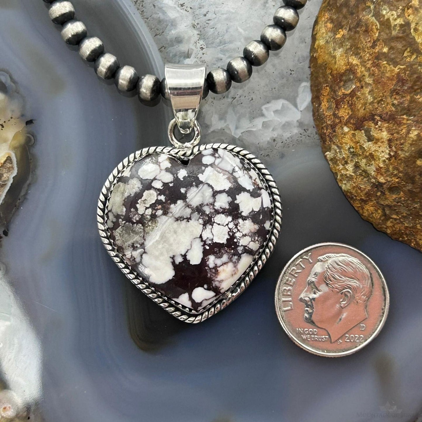 Sterling Silver Southwestern Style Wild Horse Heart Pendant For Women #1