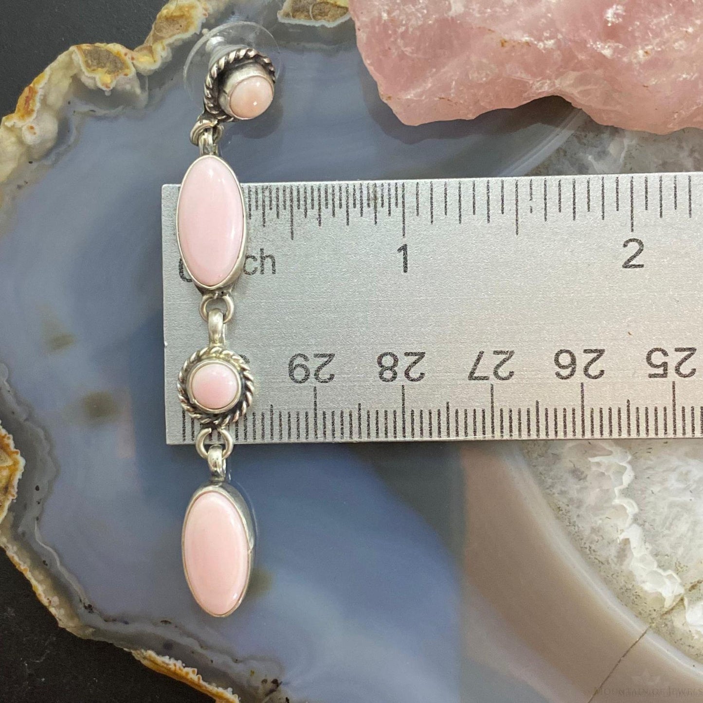 Monica Silversmith Sterling Silver Pink Conch Shell Dangle Earrings For Women