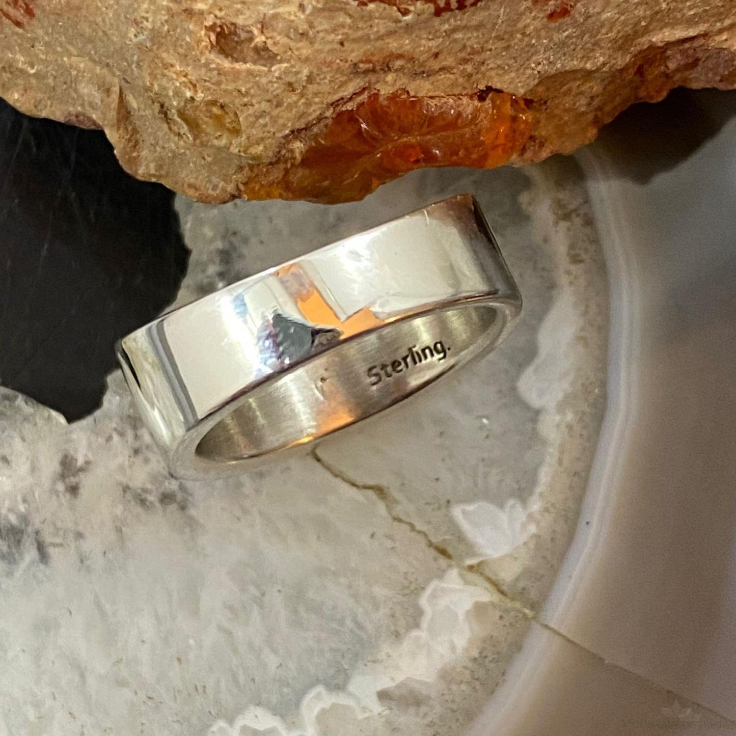 Native American Sterling Blue Ridge Turquoise Graduated Band Ring Size 7