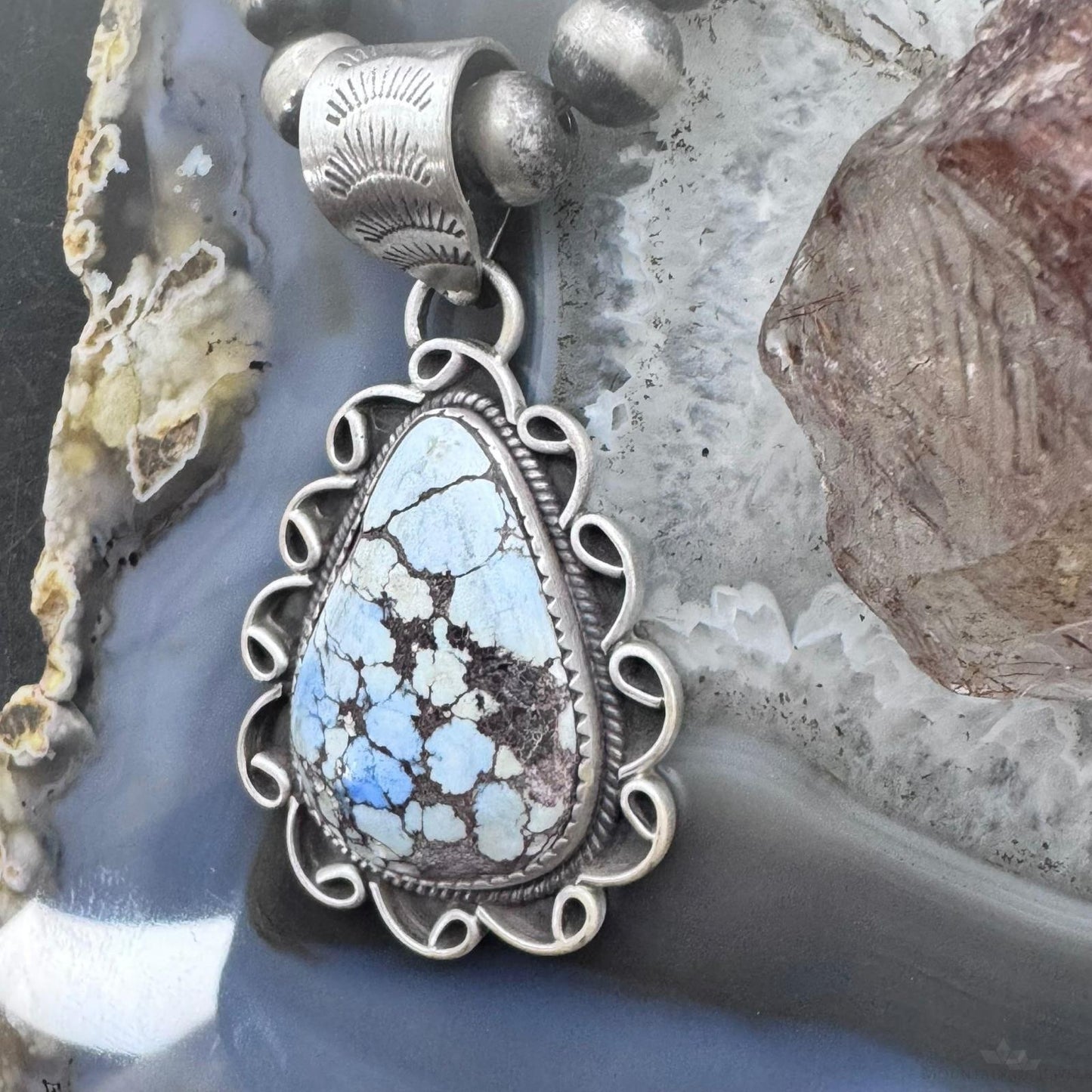 Sterling Silver Southwestern Style Teardrop High Grade Golden Hill Turquoise Pendant For Women #1