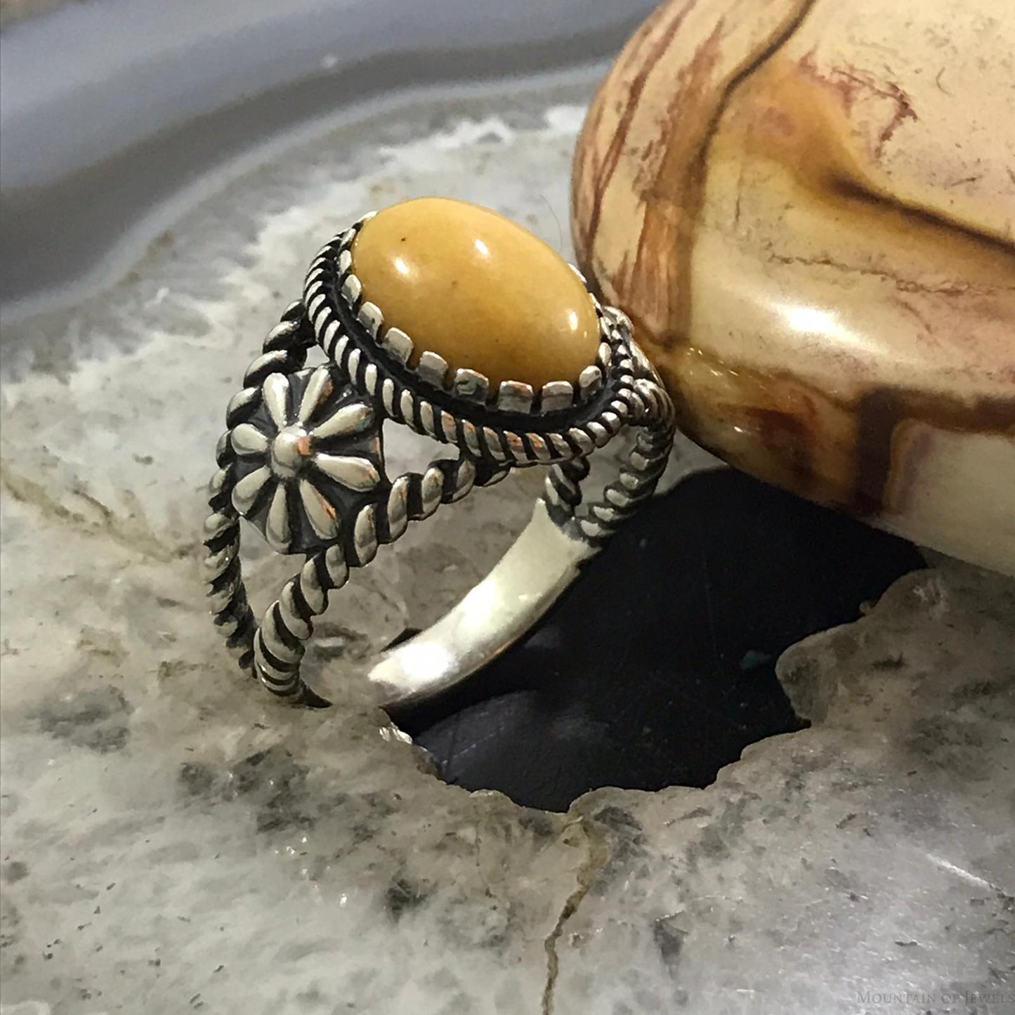 Carolyn Pollack Sterling Silver Oval Yellow Jasper Ring Size 10.25 For Women
