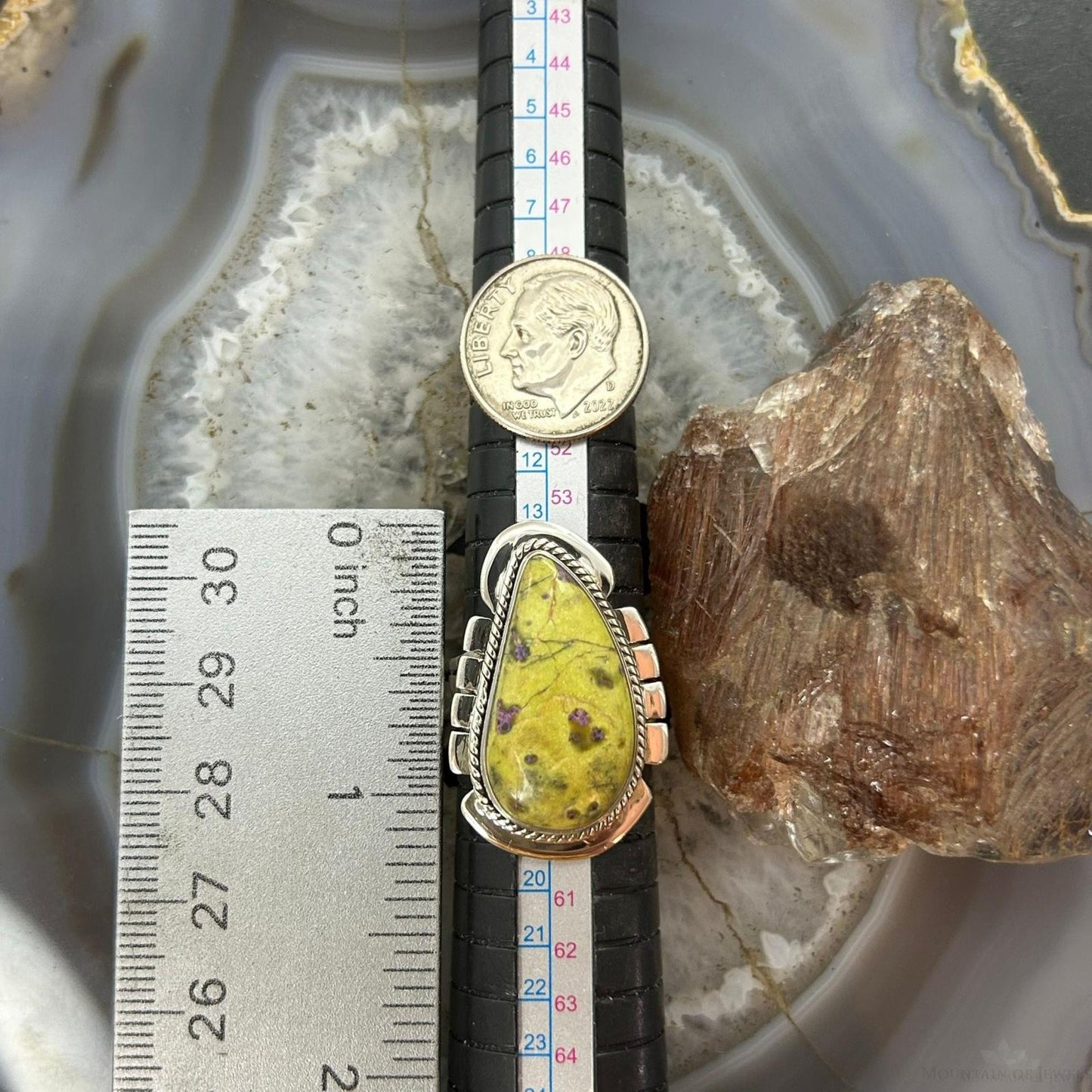 Sterling Silver Southwestern Style Teardrop Atlantisite Ring Size 8.25 For Women