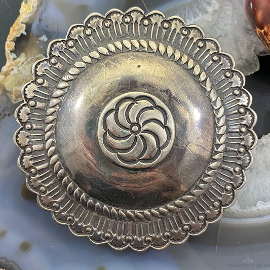 Vintage Native American Silver Rounded Stamped Belt Buckle For Men