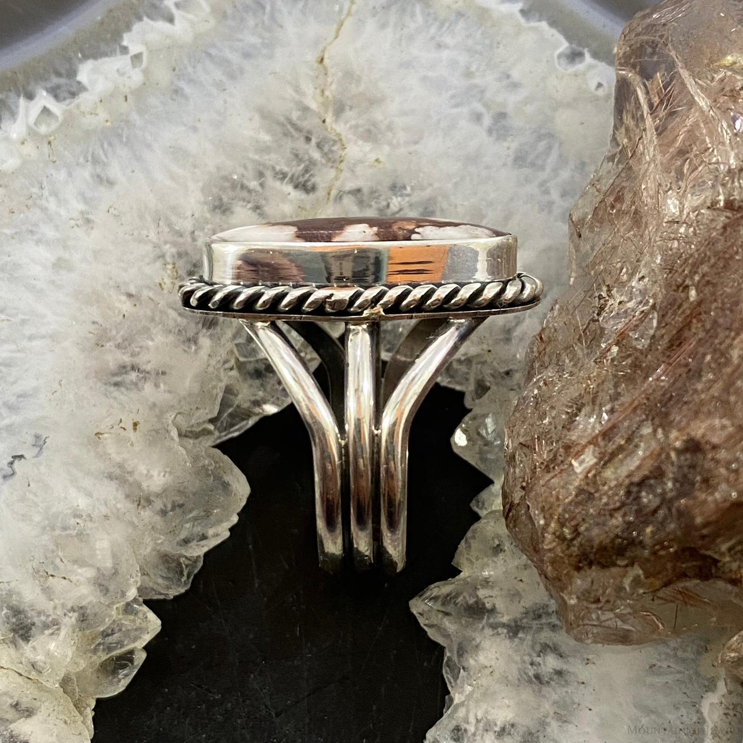 Native American Sterling Oval Wild Horse Decorated Ring Size 9.5 For Women