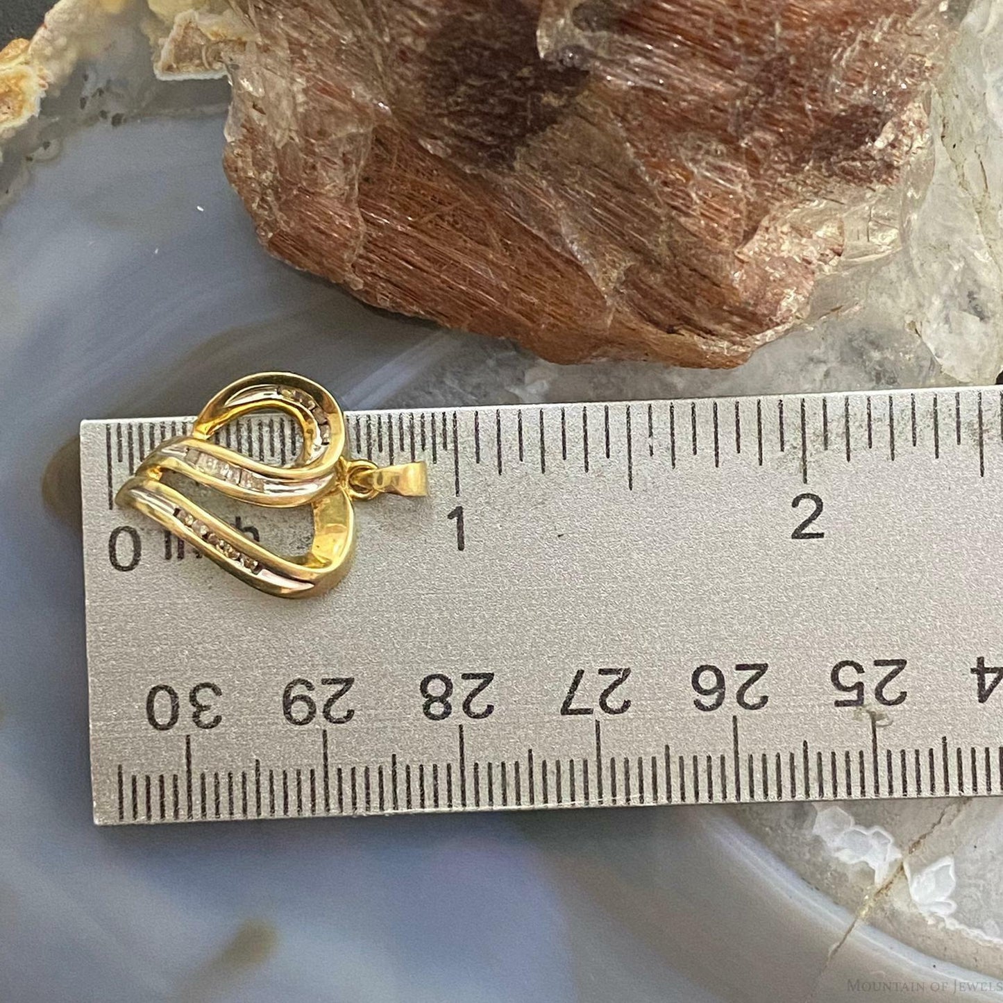 10K Yellow Gold Heart Shape With Diamonds Charm For Women