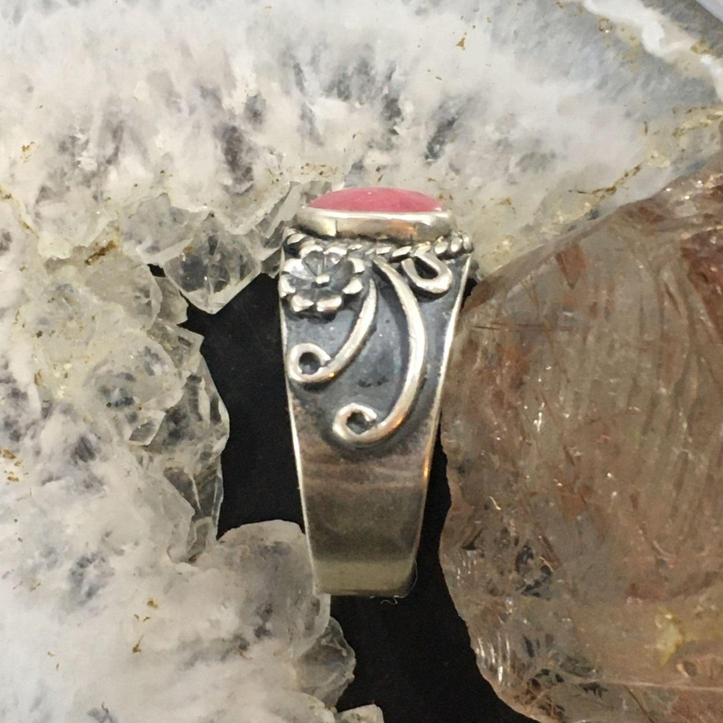 Carolyn Pollack Sterling Silver Oval Rhodonite Ring w/Size Variety For Women