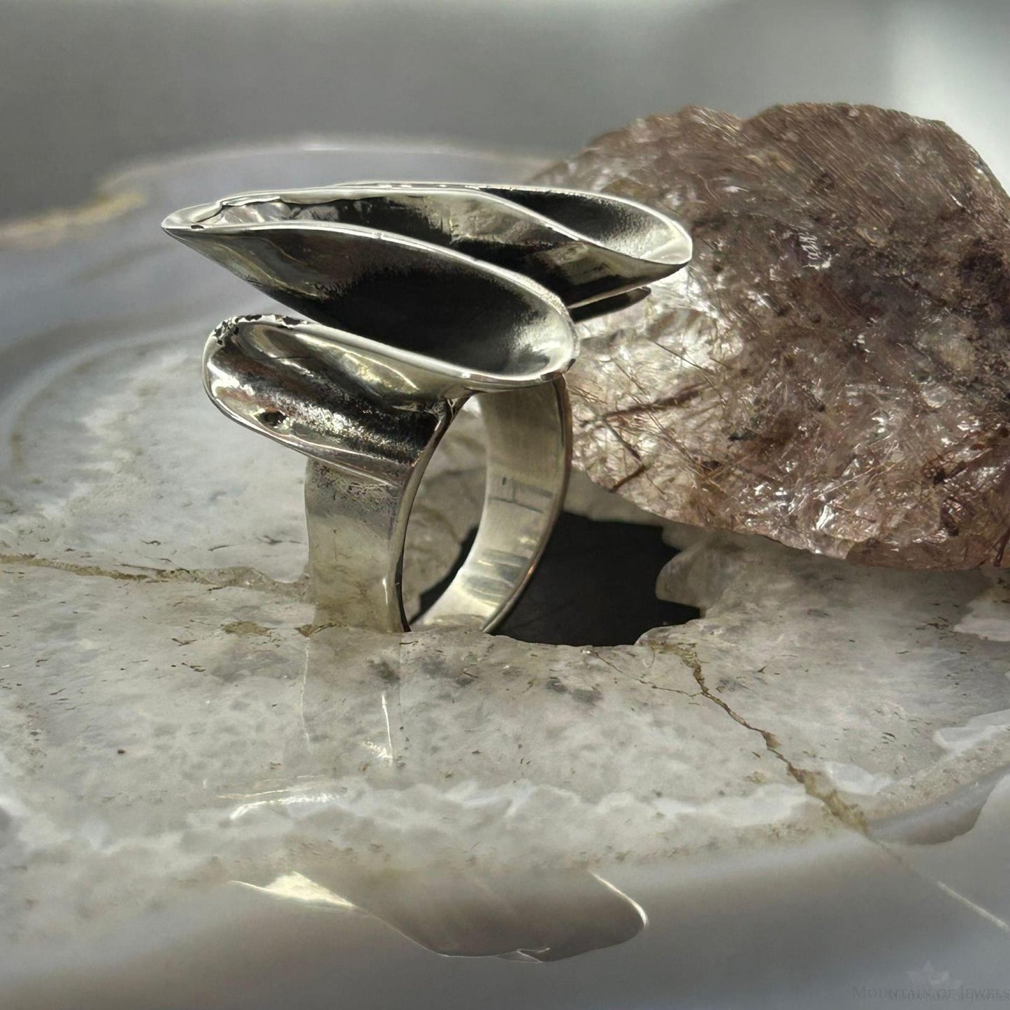 Sterling Silver Wave Design Modern Fashion Ring Sz 9.75 For Women, Taxco Mexico