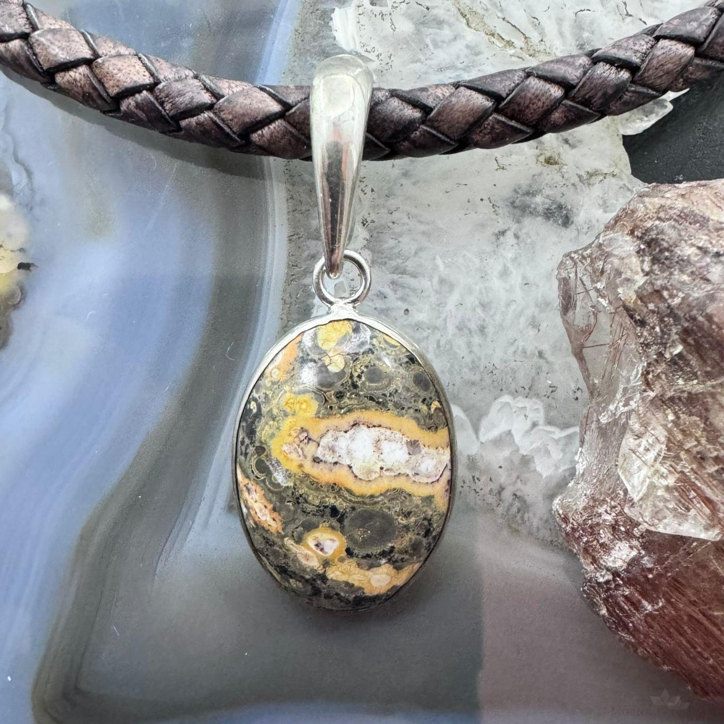 Carolyn Pollack Vintage Sterling Silver Oval Jasper Enhancer Pendant For Women #1