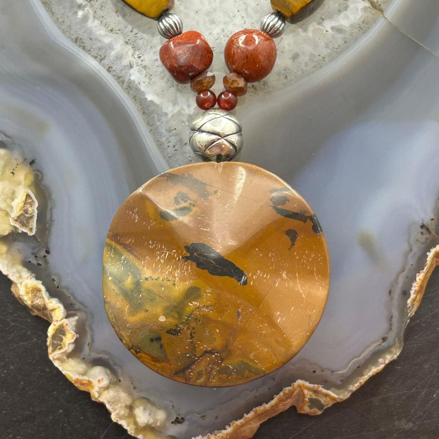 Carolyn Pollack Southwestern Style Sterling Silver Multi Stone Beads Necklace For Women