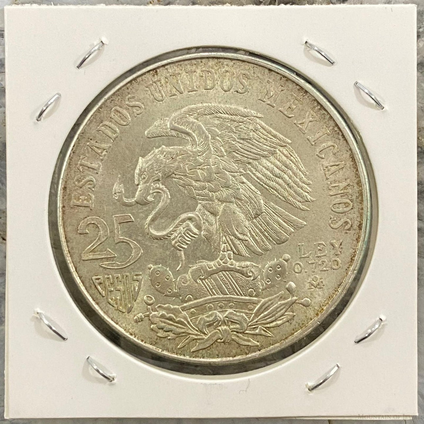 1968 Mexico XIX Olympic Games Aztec Ball Player 25 Pesos Silver Coin #52023-2P