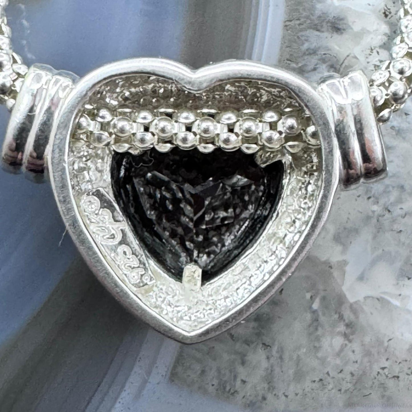 Carolyn Pollack Sterling Silver Faceted Garnet Slide Heart Pendant W/Necklace For Women