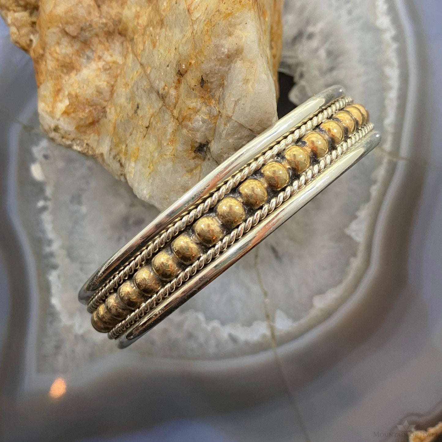 Vintage Signed Navajo Native American Sterling Uniquely Decorated Bracelet