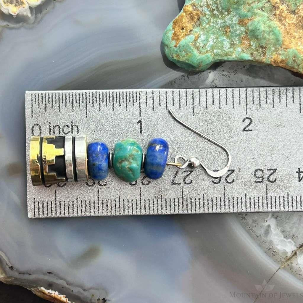 Tommy & Rosita Singer Sterling Lapis,Turquoise Beads Dangle Earrings For Women