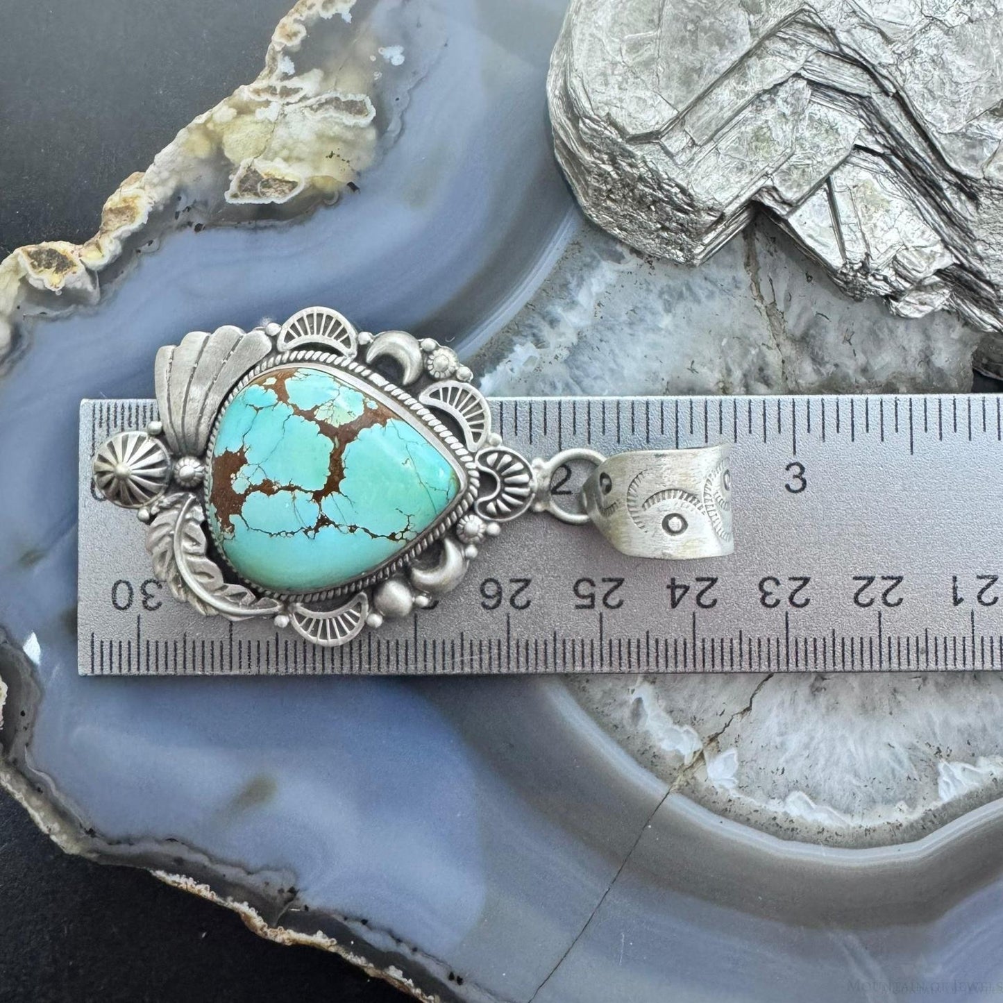 Sterling Silver Southwestern Style Large Chubby Teardrop Sierra Bella Turquoise Pendant For Women