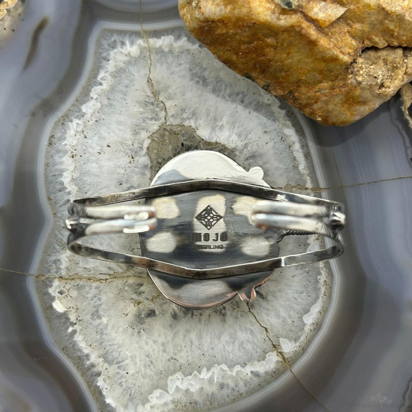 Sterling Silver Southwestern Style Oval Azurite Decorated Bracelet For Women