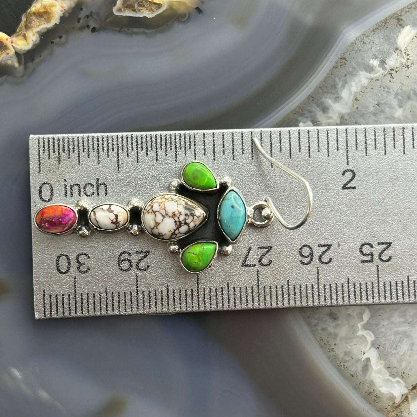 Sterling Silver Southwestern Style Multistone Dangle Earrings For Women #6