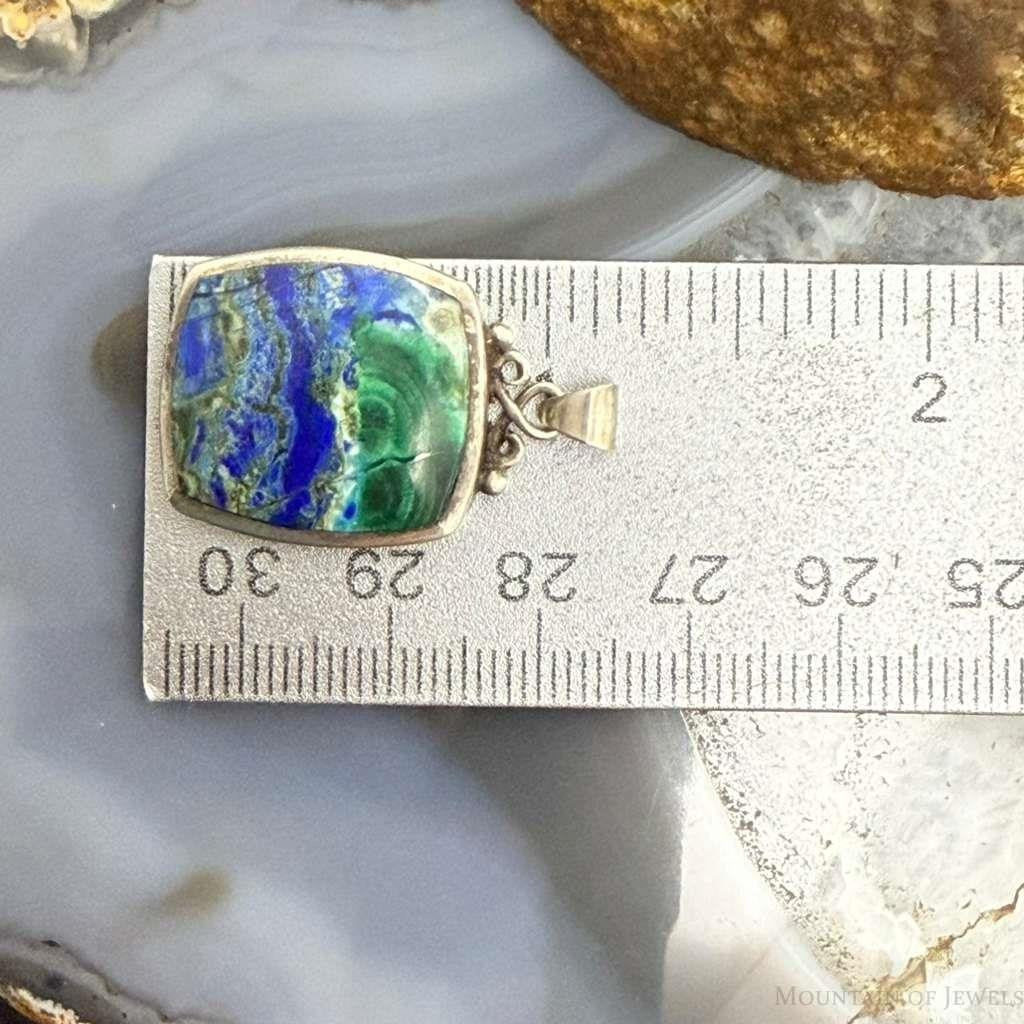 Vintage Sterling Silver square Azurite Malachite Fashion Pendant For Women