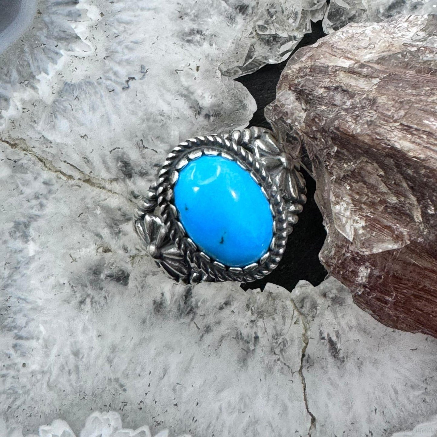 Carolyn Pollack Vintage Sterling Silver Oval Blue Turquoise Ring For Women