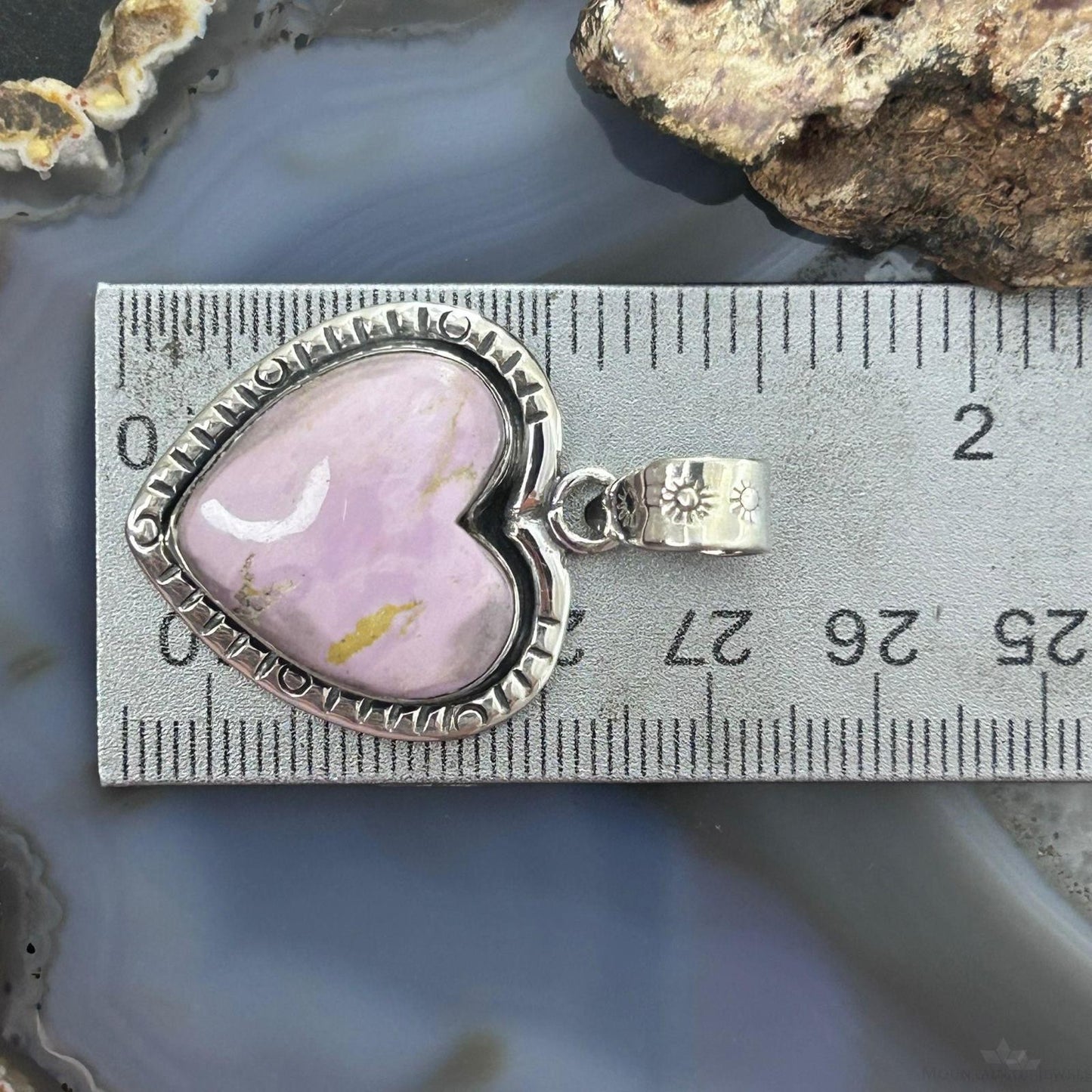 Sterling Silver Southwestern Style Phosphorite Decorated Heart Pendant For Women