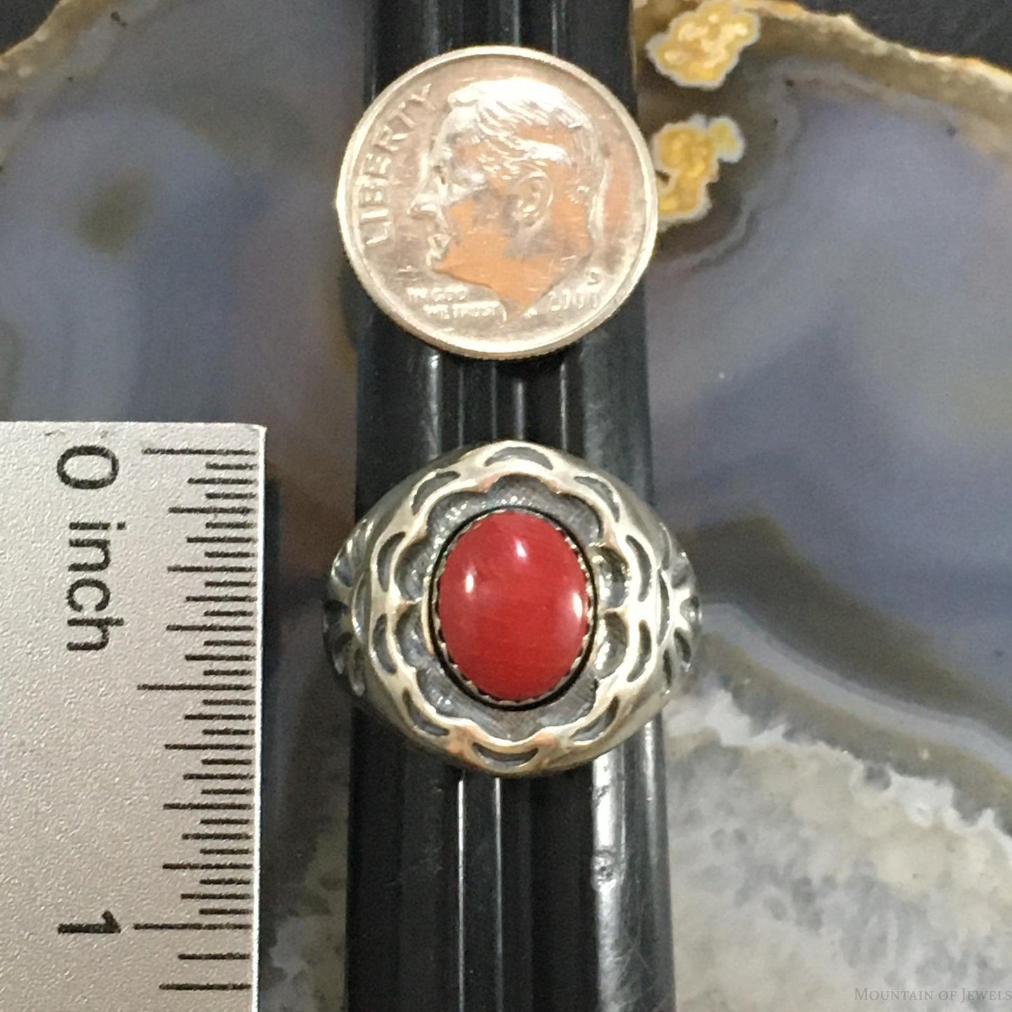 Carolyn Pollack Southwestern Style Sterling Silver Red Jasper Shield Ring For Women