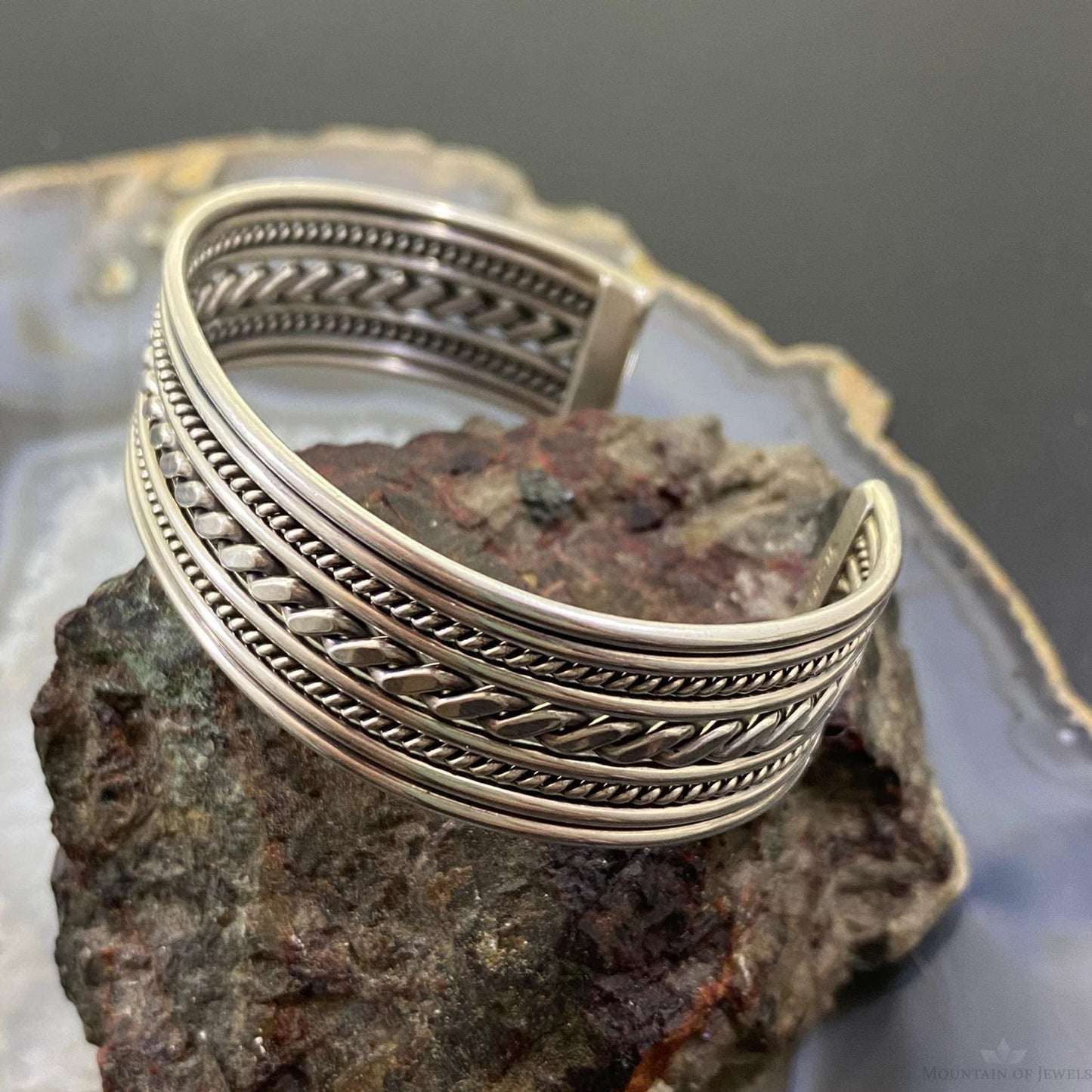 Vintage Native American Sterling Silver Rope Bracelet For Women