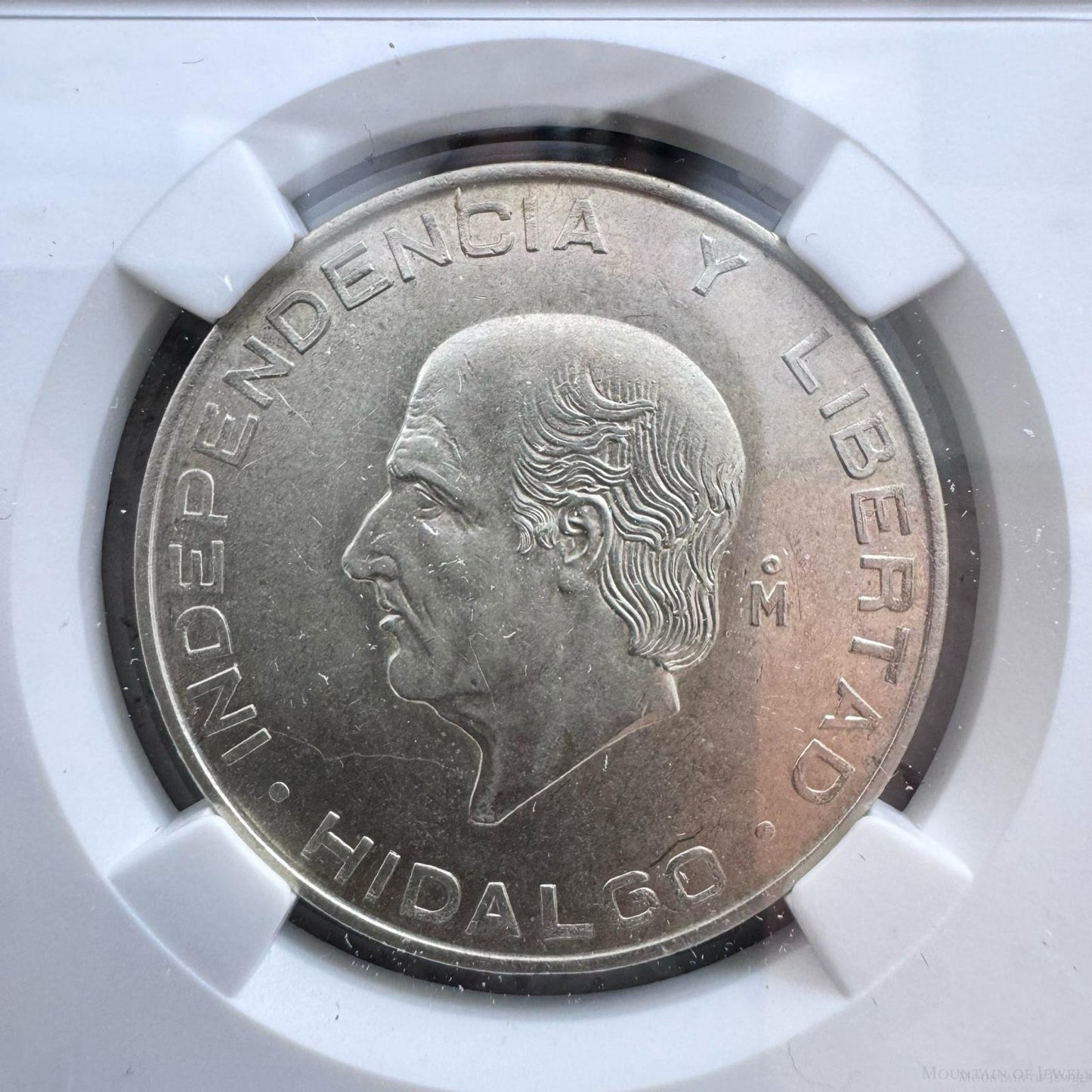 1956 MEXICO SILVER 5 CINCO PESOS S5P NGC UNC DETAILS #002