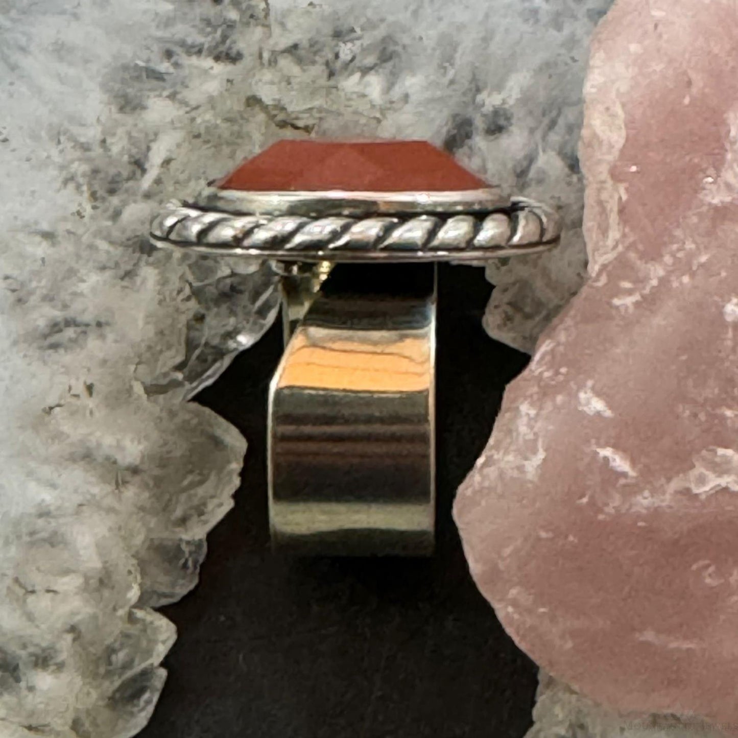 Carolyn Pollack Sterling Silver Oval Faceted Carnelian Ring Size 6.5 For Women