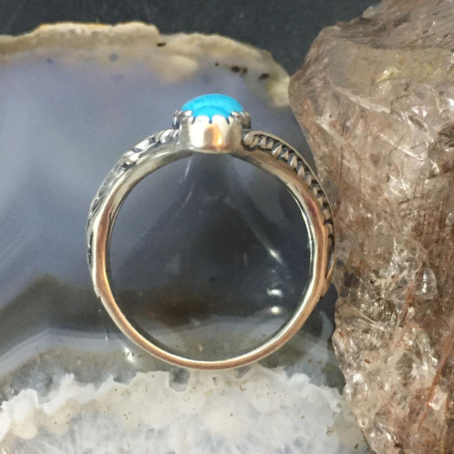 Carolyn Pollack Sterling Silver 3 Sleeping Beauty Turquoise Decorated Ring For Women