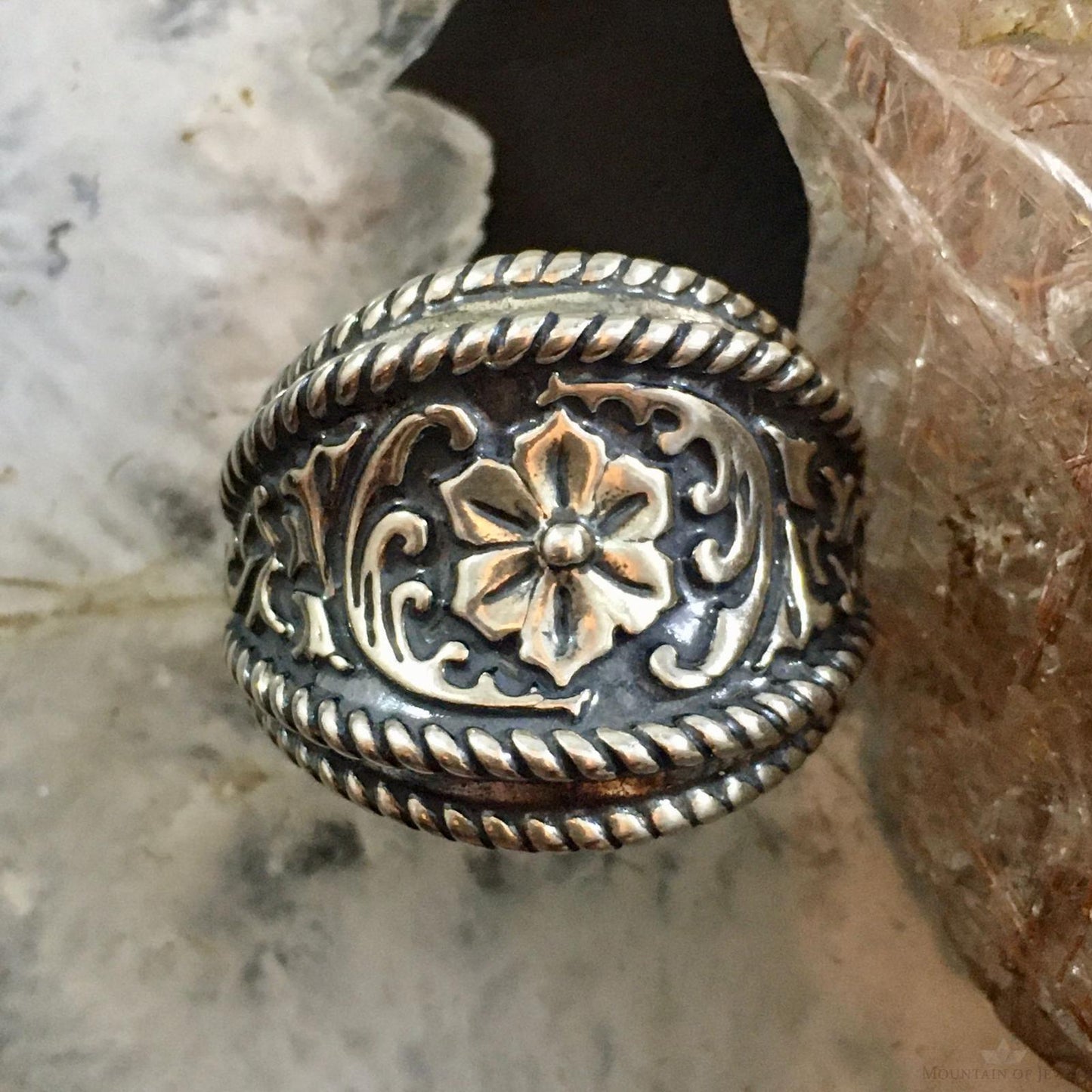 Carolyn Pollack Southwestern Style Sterling Silver Wide Decorated Ring For Women