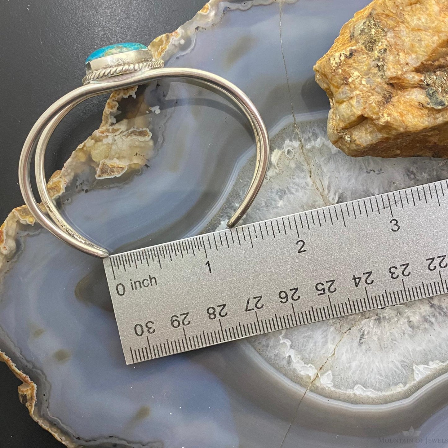 Vintage Native American Silver Turquoise Split Shank Bracelet For Women
