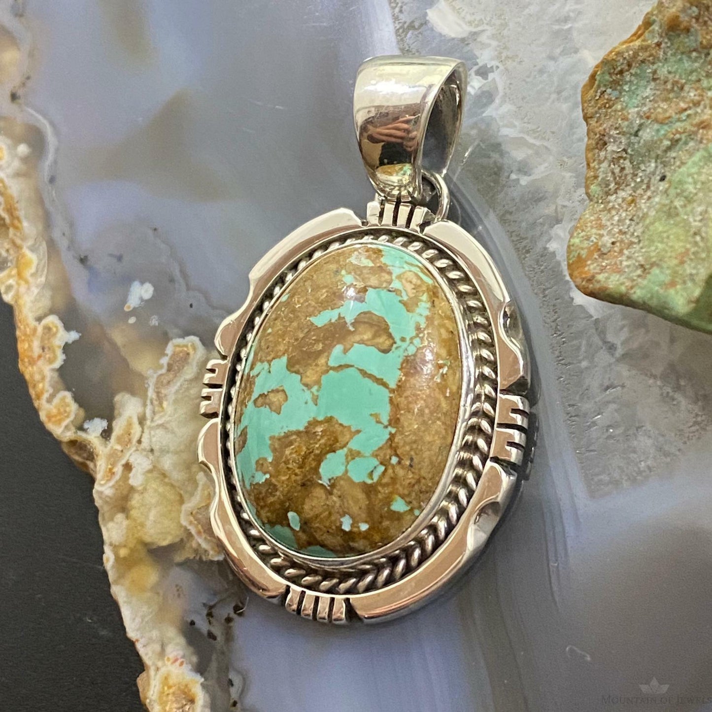 Wydell Billie Sterling Silver Oval Turquoise w/Brown Matrix Unisex Pendant